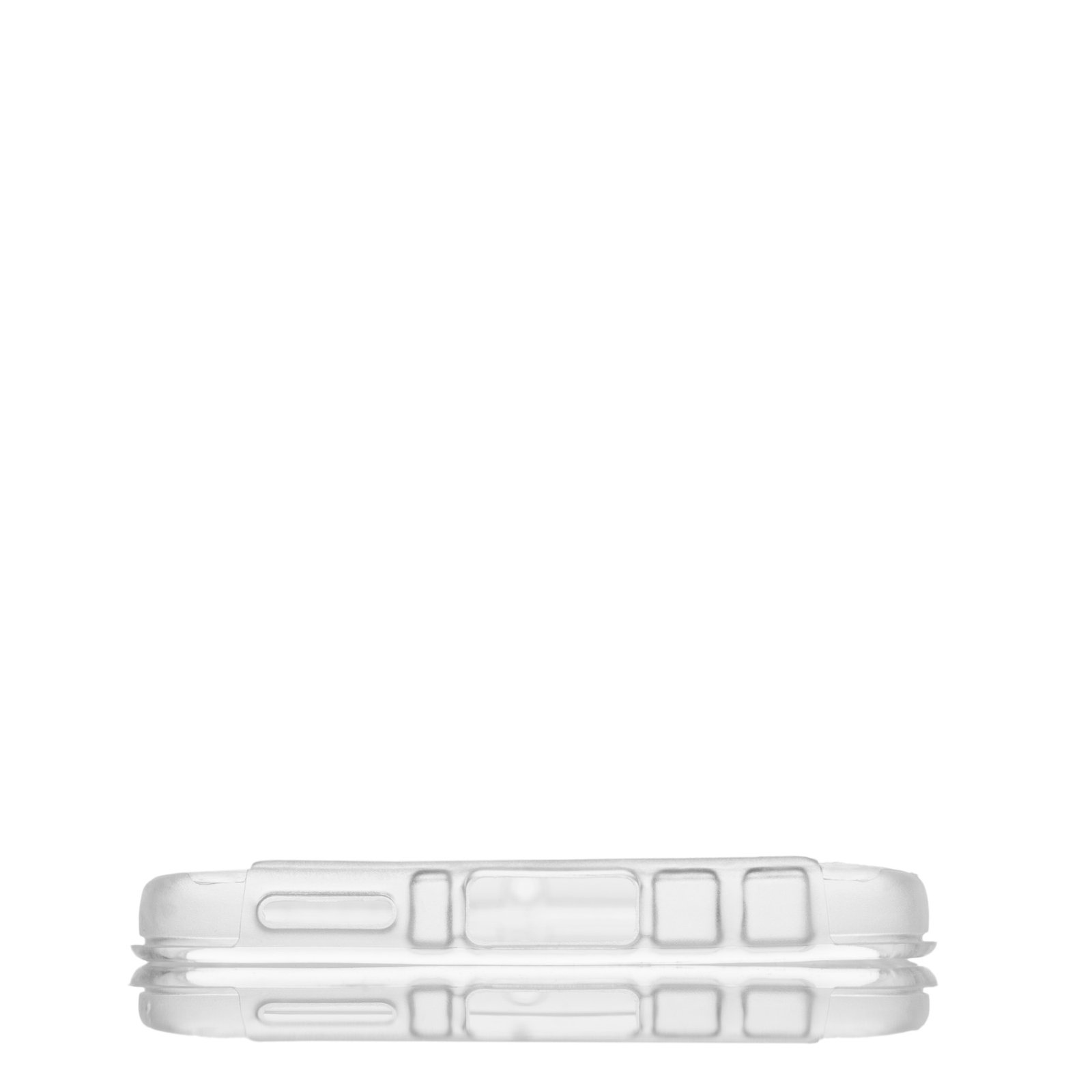Funda transparente para teléfono. Fondo blanco.