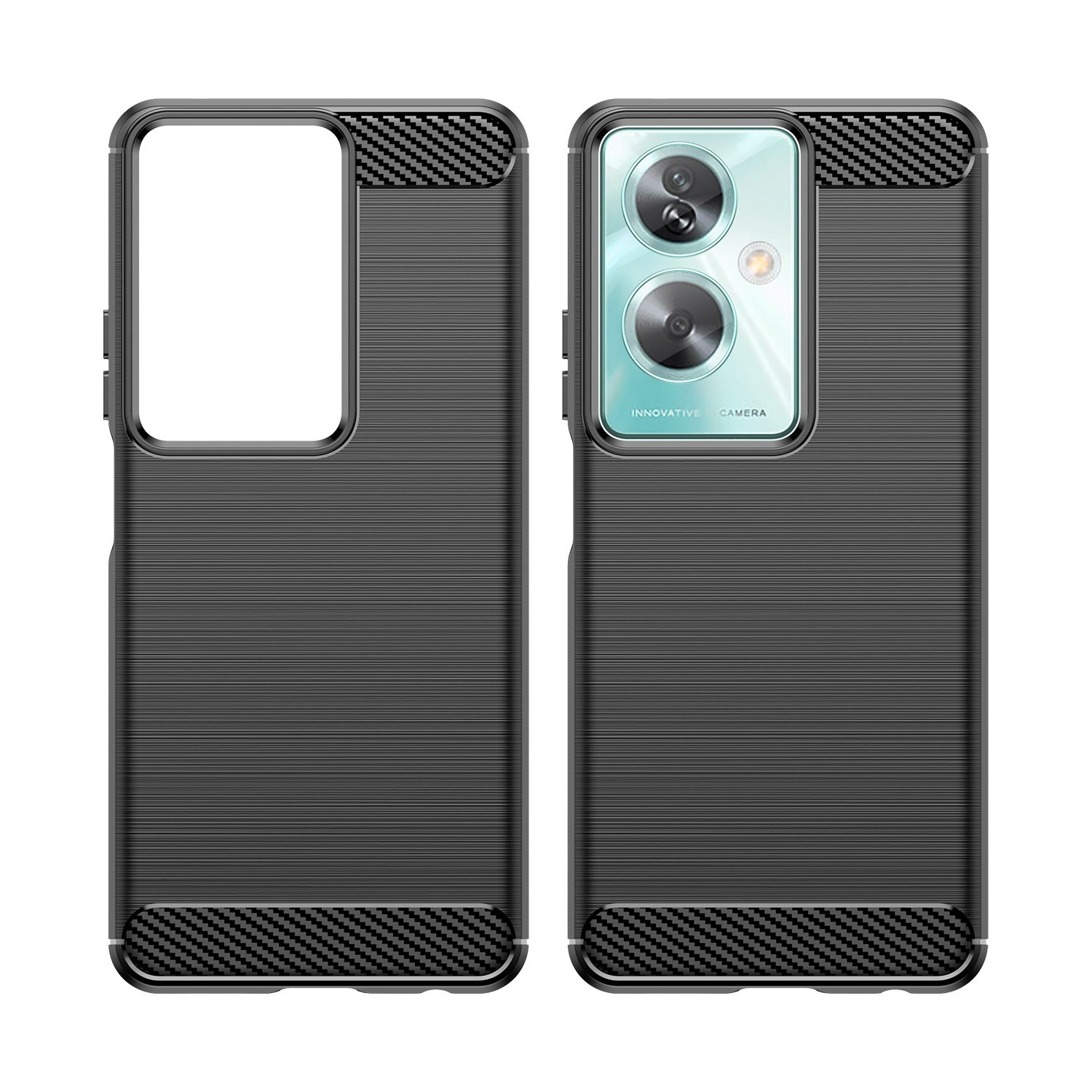 Funda negra con diseño texturizado. Parece fibra de carbono.