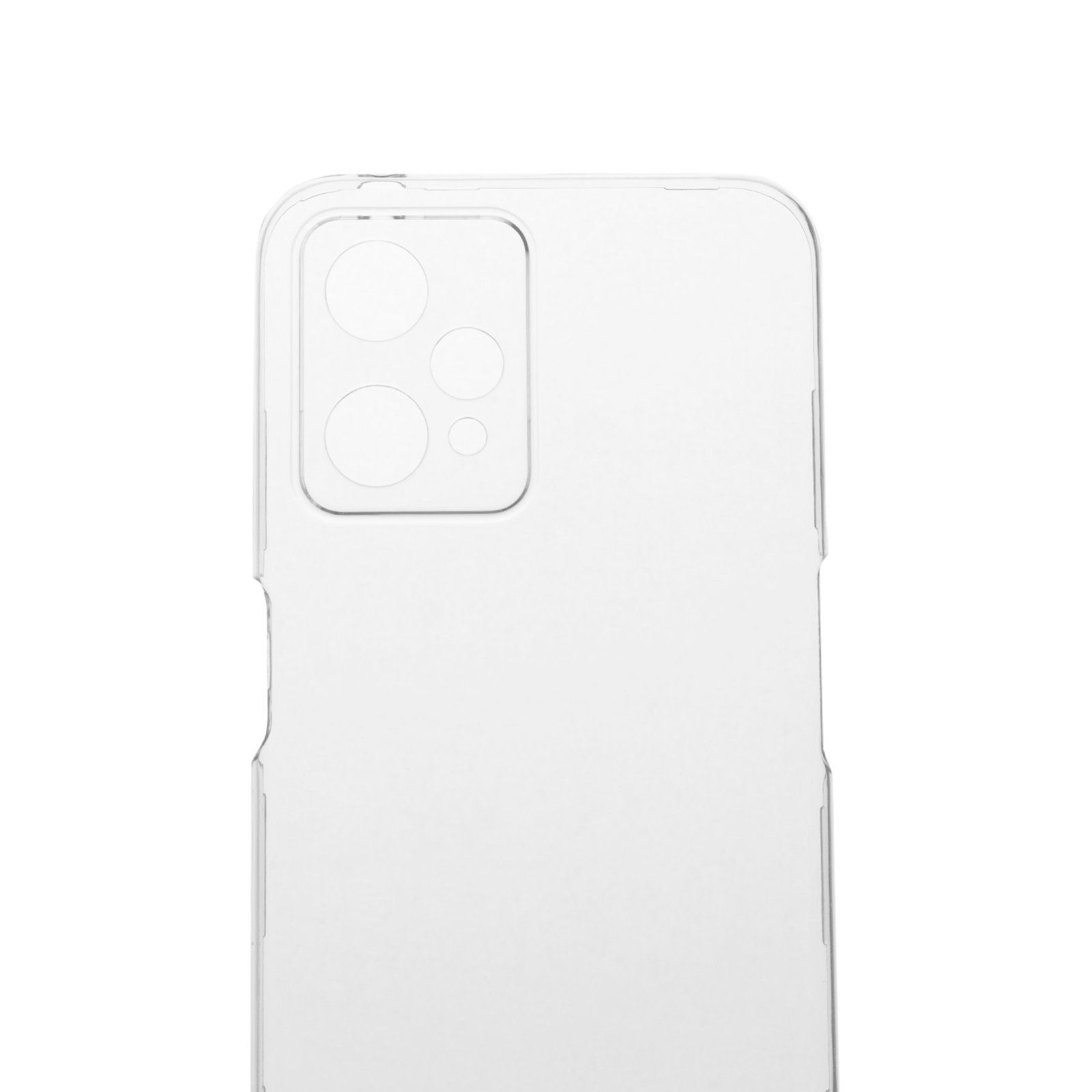 Funda transparente. Fondo blanco. Vista superior.
