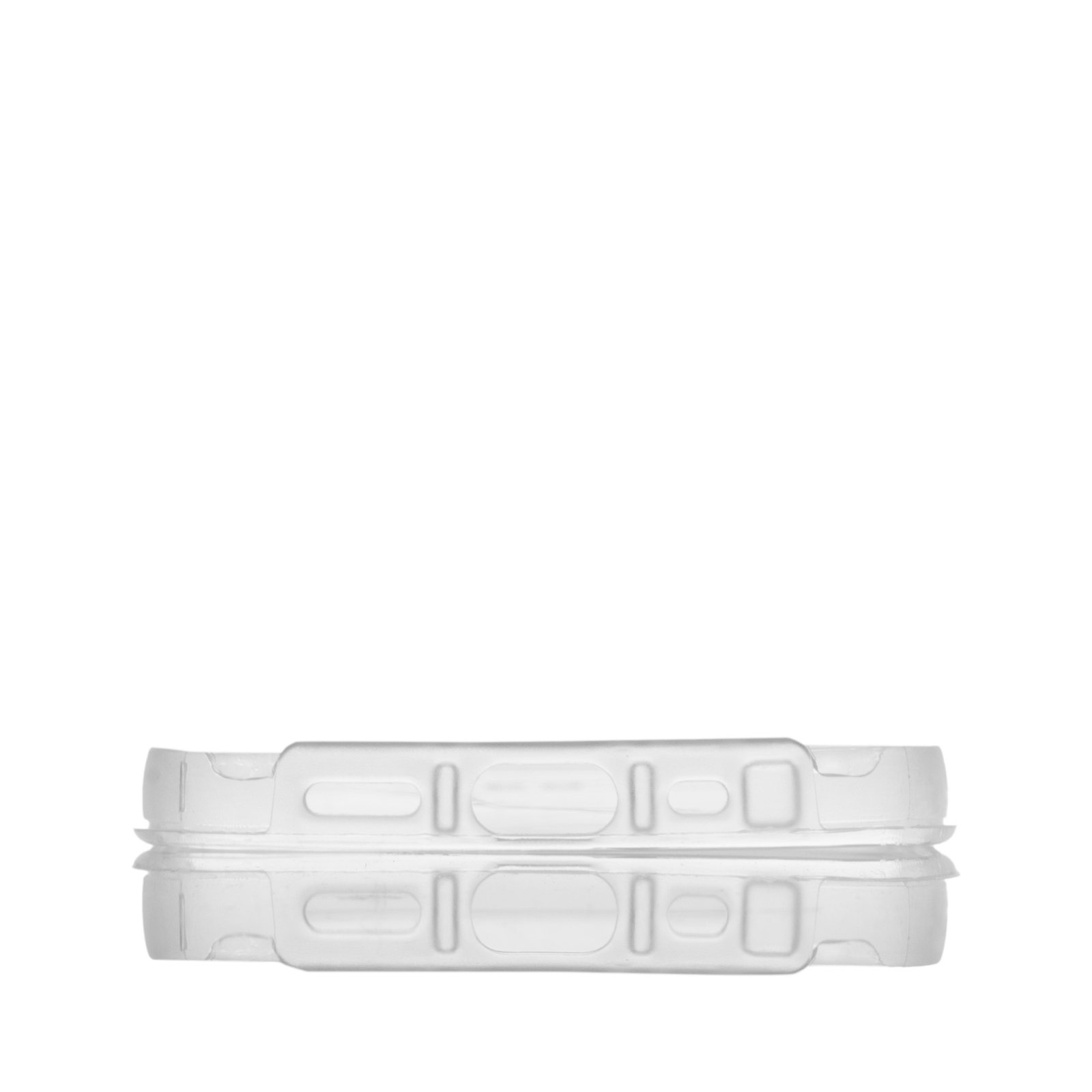 Dos fundas de teléfono apiladas. Transparentes y con diseño sencillo.