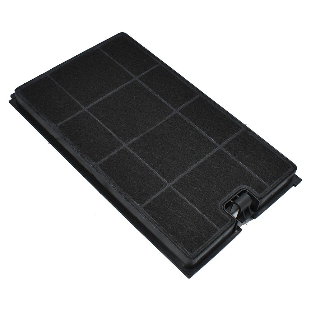 Filtro dell'aria nero con design a griglia in una cornice nera.