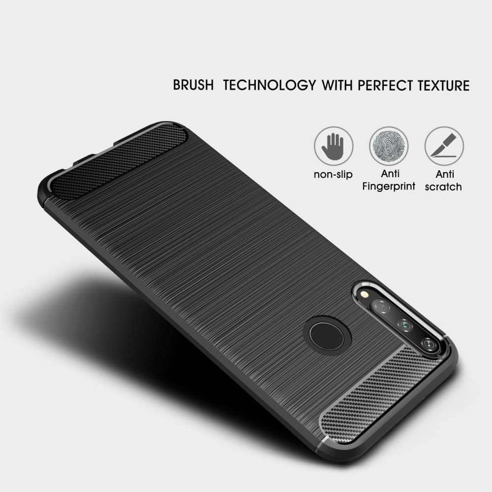 Funda negra con superficie texturizada. Texto: antideslizante, anti-huellas, anti-arañazos visible.