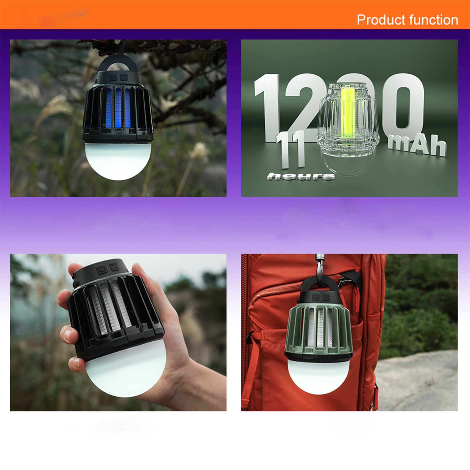 Eine Lampe mit integriertem Mückenschutz und einem Akku.