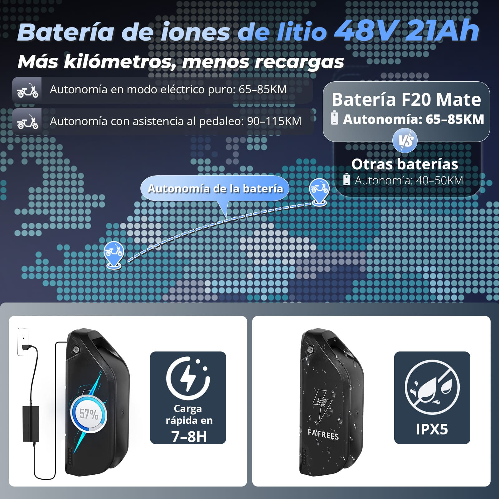 Infografica che confronta l'autonomia della batteria. Mostra dettagli sulla batteria e sulla carica.