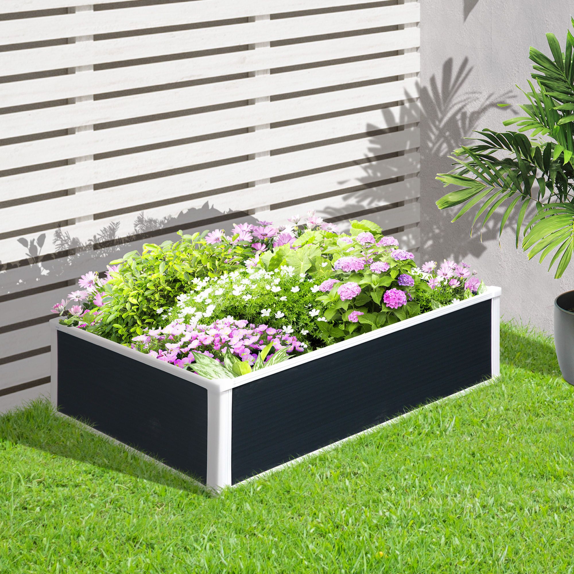 HIYORI 100x80 cm gro Vielseitig mit Drainage Blumenkasten, Schwarz |  MediaMarkt
