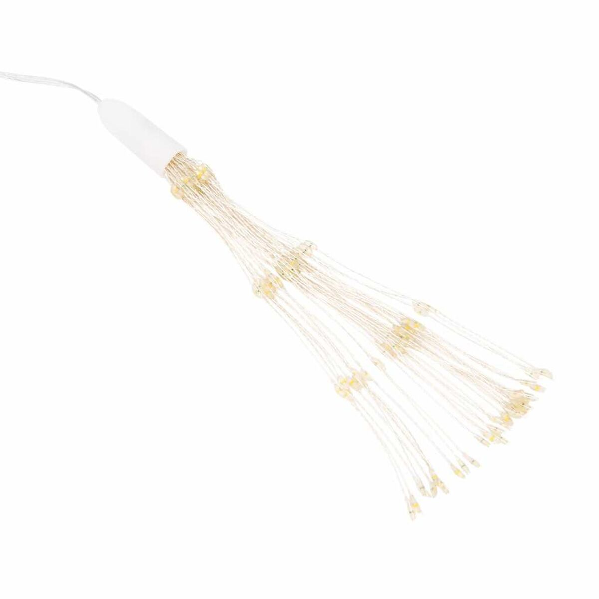 Lichterkette mit vielen kleinen LED-Lichtern, die von einer weißen Basis ausgehen.