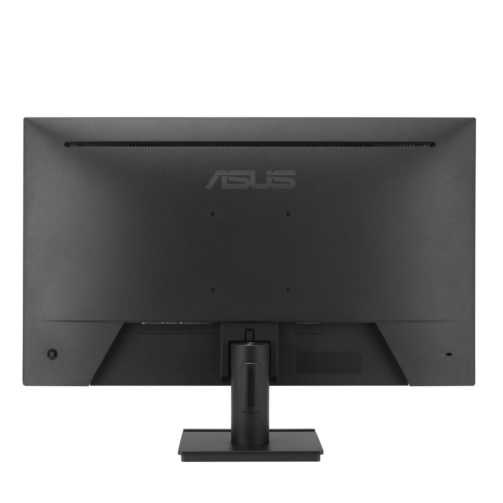 Tył czarnego monitora na białym tle. Z logo ASUS.