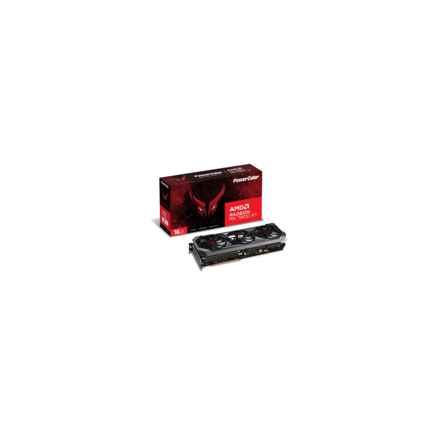 Scatola con scheda grafica Radeon e la scheda stessa.