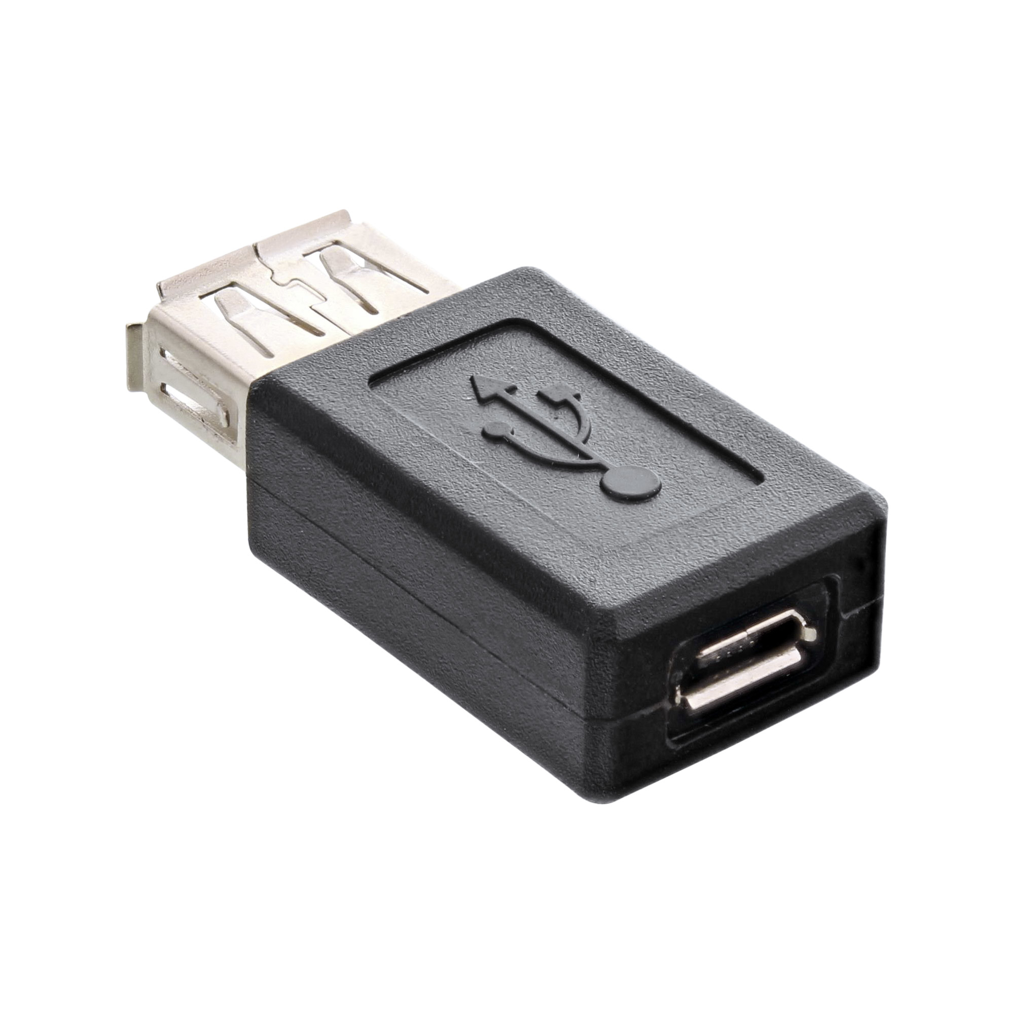 Schwarzer USB-zu-USB-Buchsenadapter.