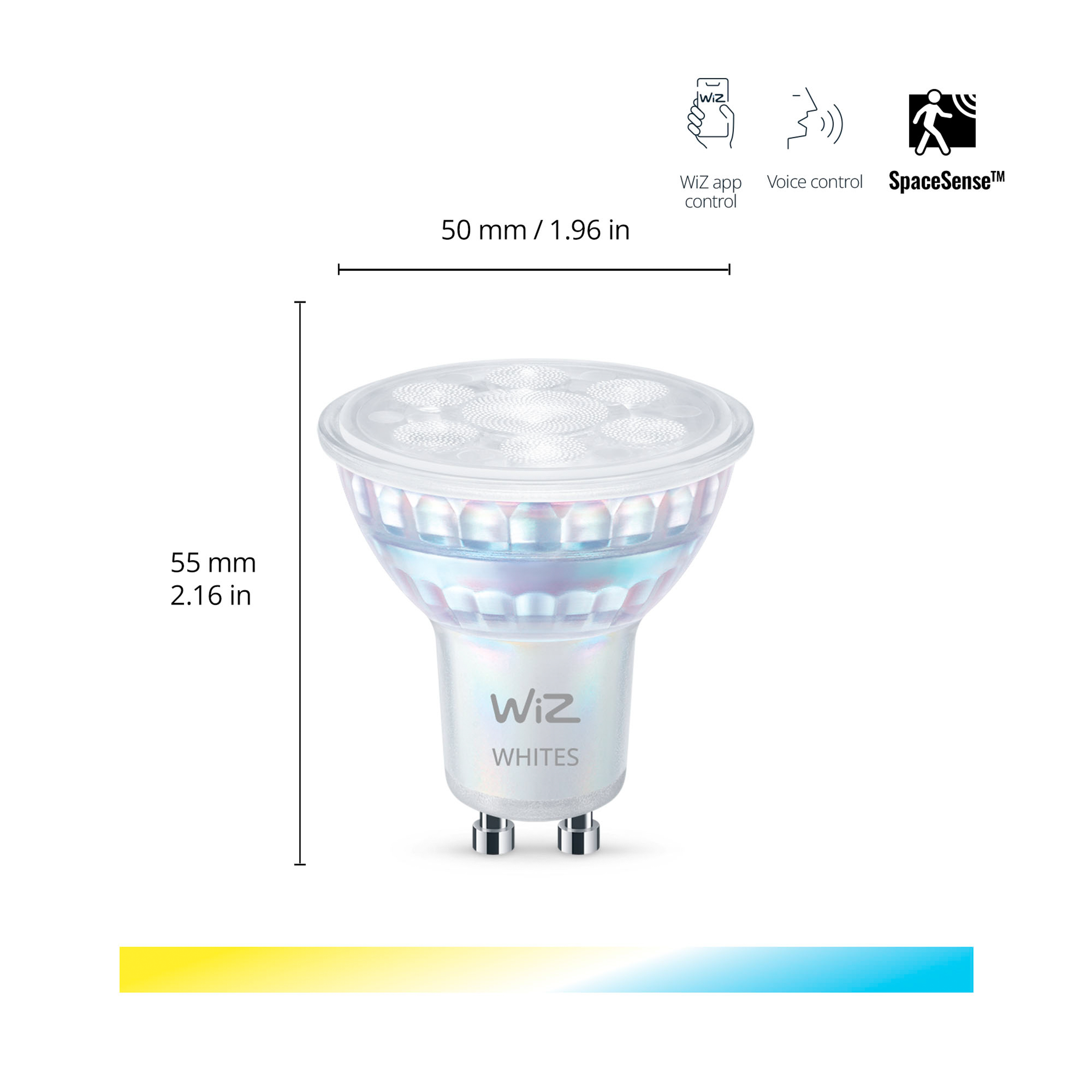 A light bulb with a pearlescent finish, white base, and two prongs.