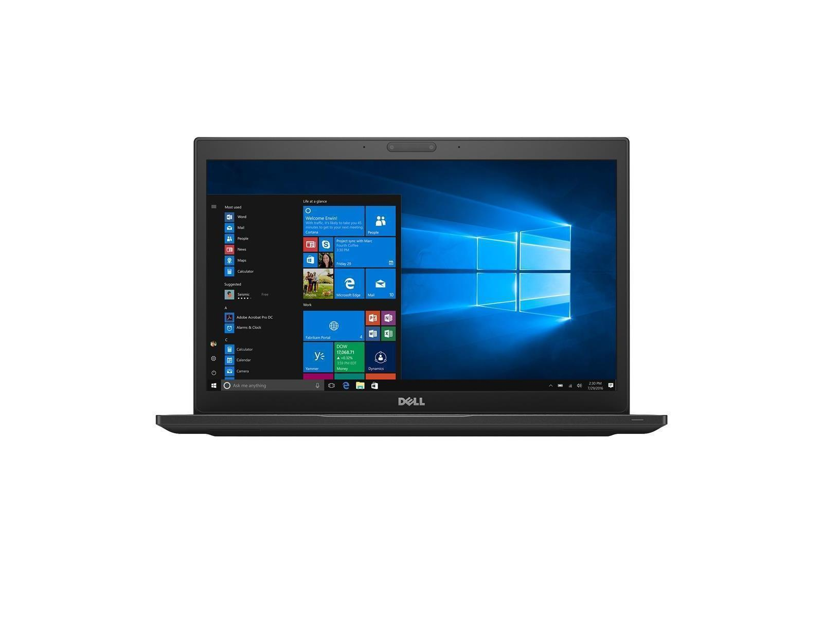 Dell Laptop auf weißem Hintergrund, Bildschirm zeigt den Windows-Desktop.
