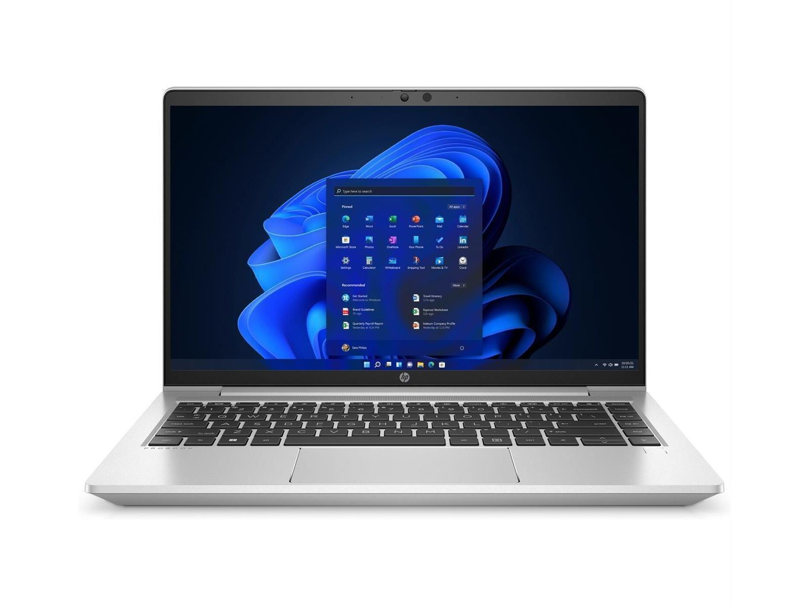 Ein Laptop zeigt einen Windows-Bildschirm mit App-Symbolen. Die Tastatur ist im Vordergrund.