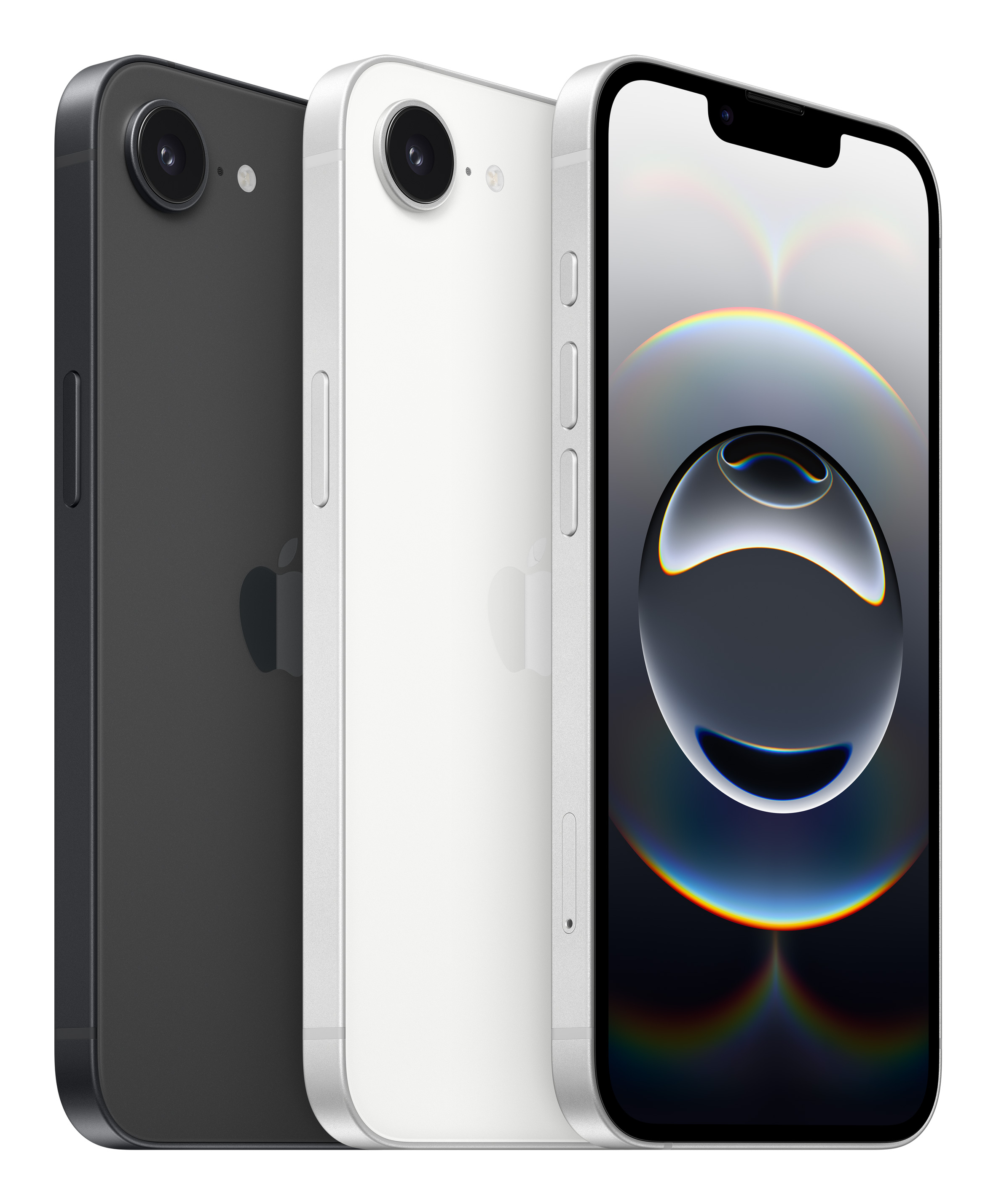 Trzy smartfony: czarny, biały i srebrny telefon z ekranem.