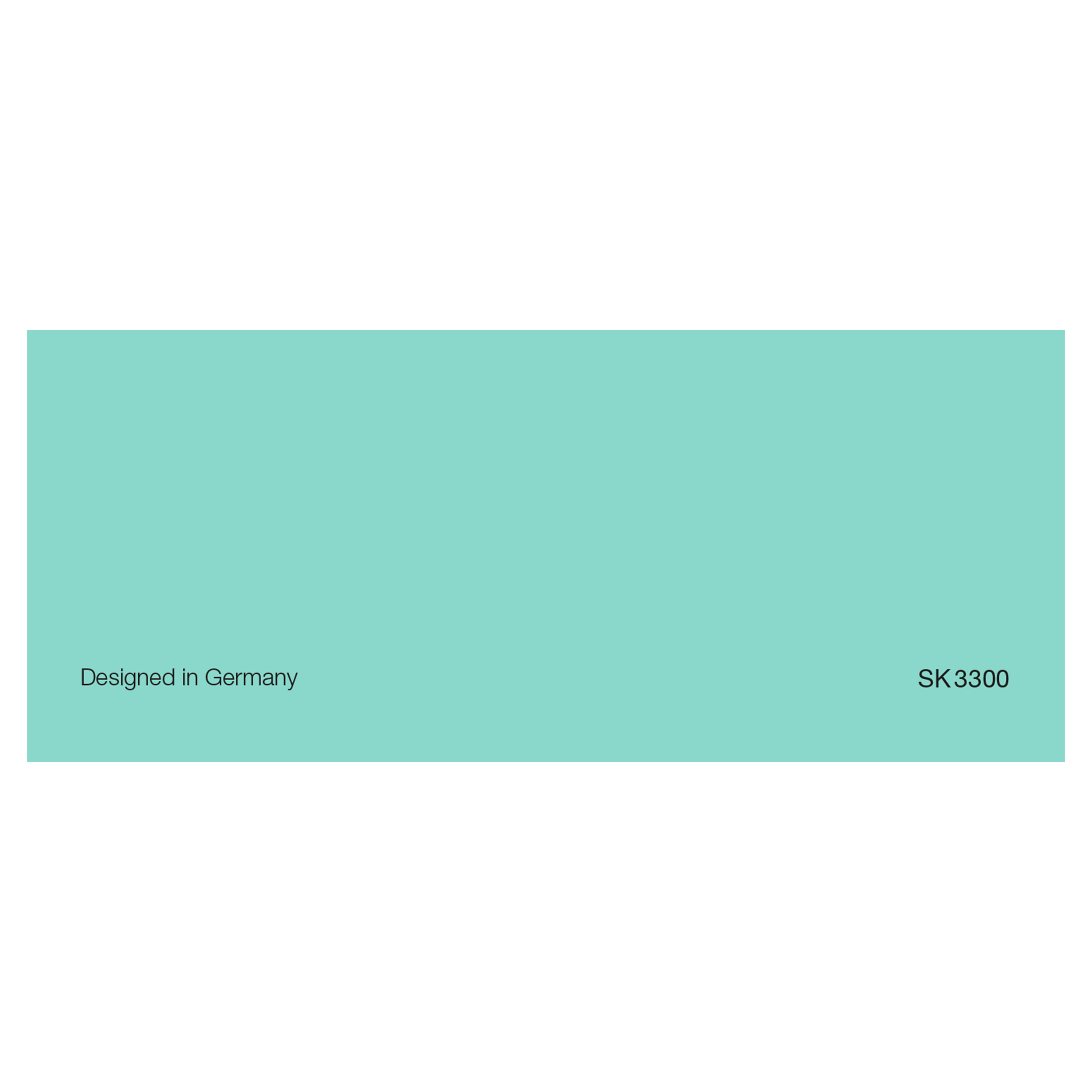 Light blue background with text: Designed in Germany, and SK 3300.