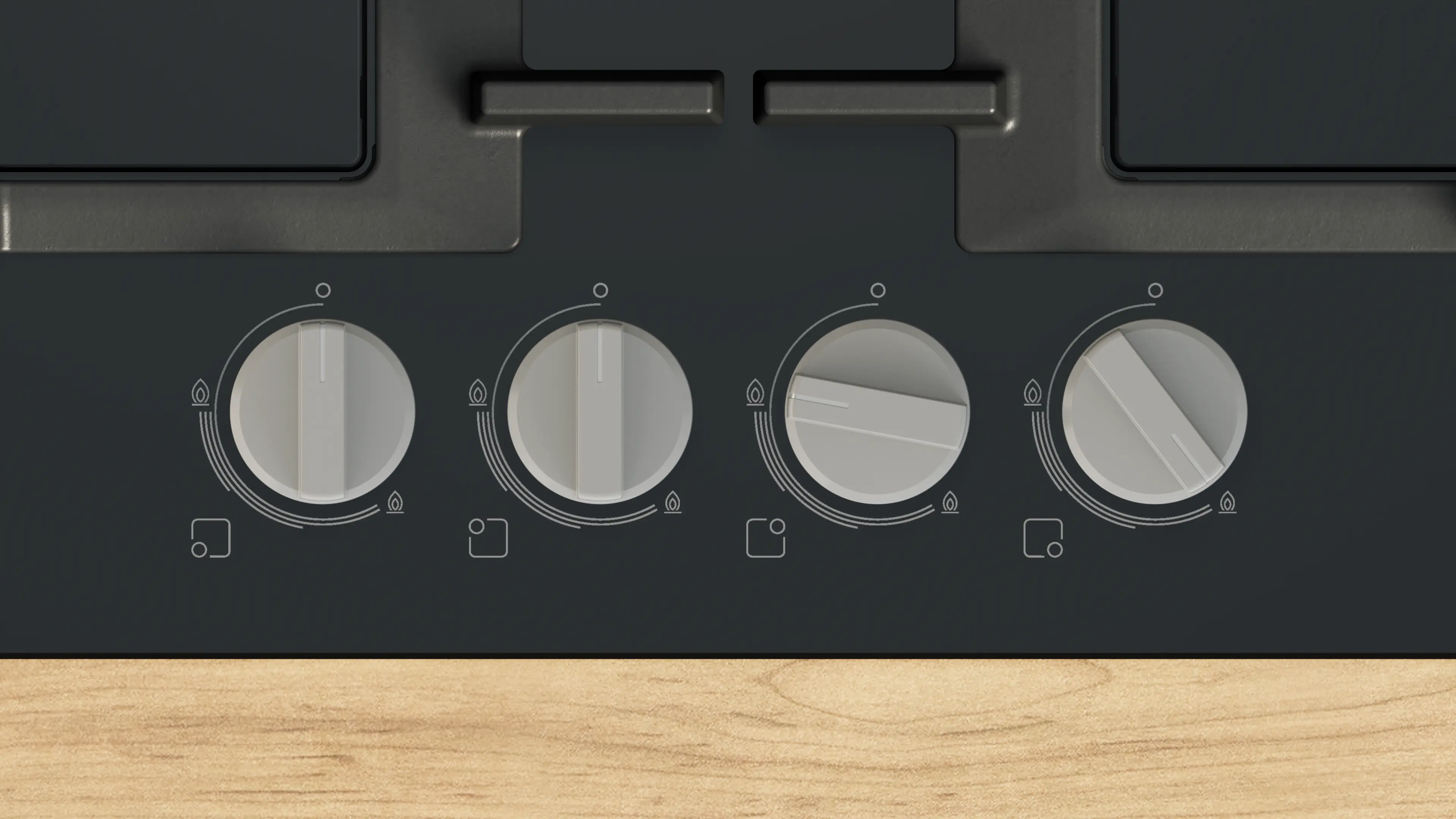 Telewizor i system dźwiękowy na drewnianej szafce. Tekst: Design compatto, piacere amplificato.