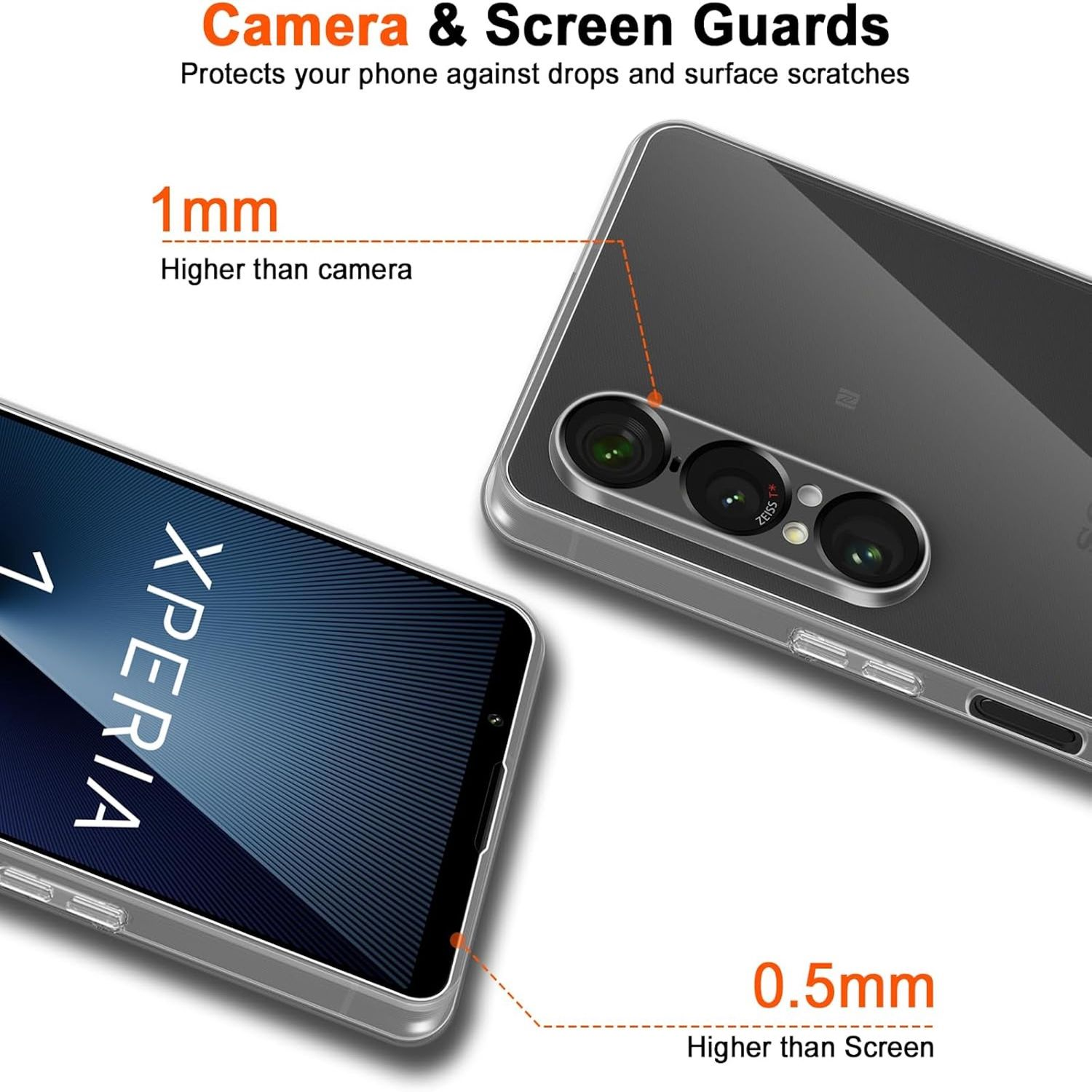 Funda de teléfono protege el teléfono. Protección de cámara 1 mm más alta, y protección de pantalla 0.5 mm.