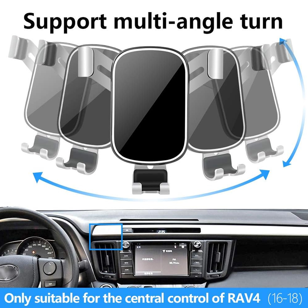 Telefonhalter mit Multi-Winkel-Drehfunktion, passend für die Mittelkonsole des RAV4 (16-18).