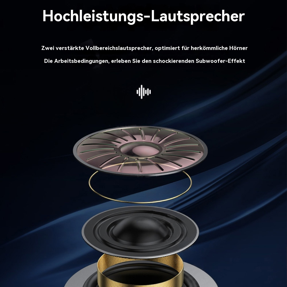 Nahaufnahme eines Hochleistungslautsprechers. Zeigt die internen Komponenten und das Design.