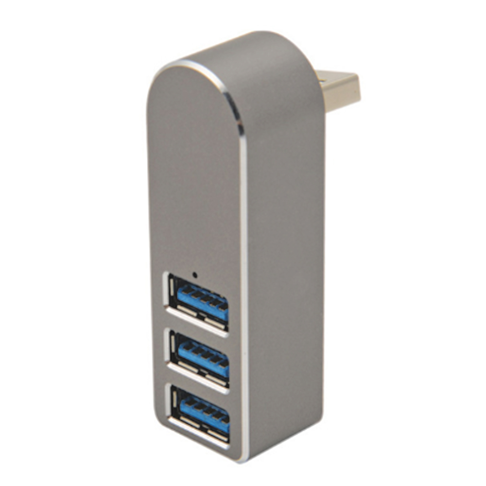 Ein silberner USB-Hub mit drei USB-Anschlüssen.