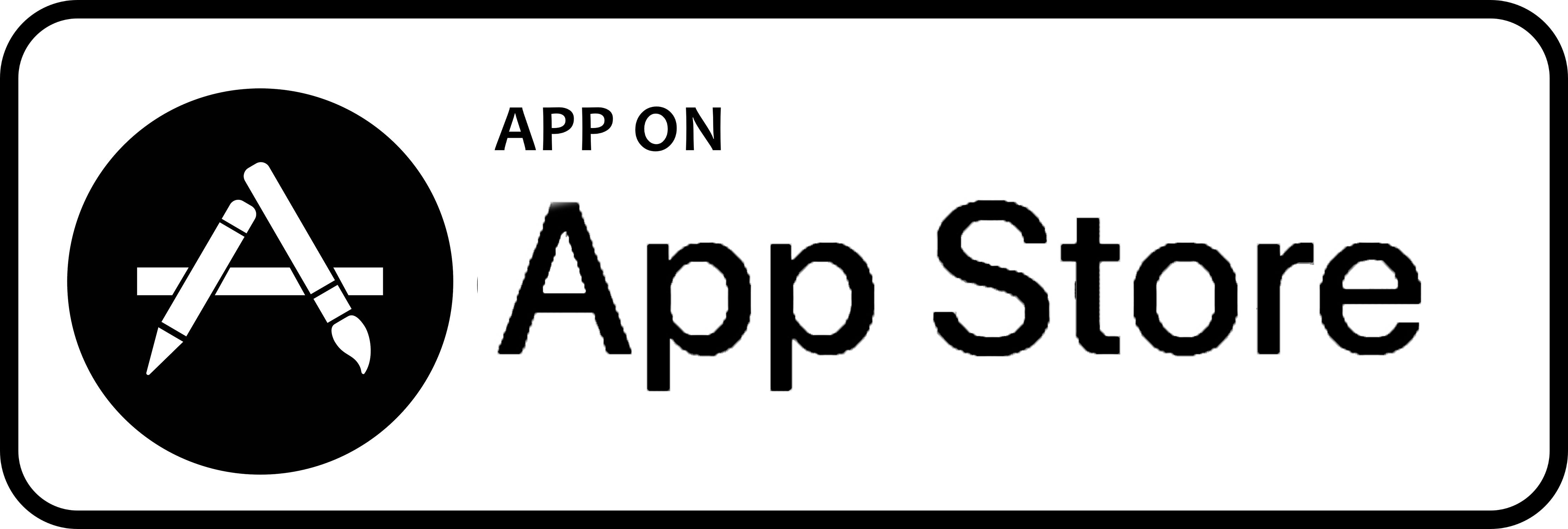 Logotipo de la App Store con el texto: APP ON App Store. Círculo negro con una A.