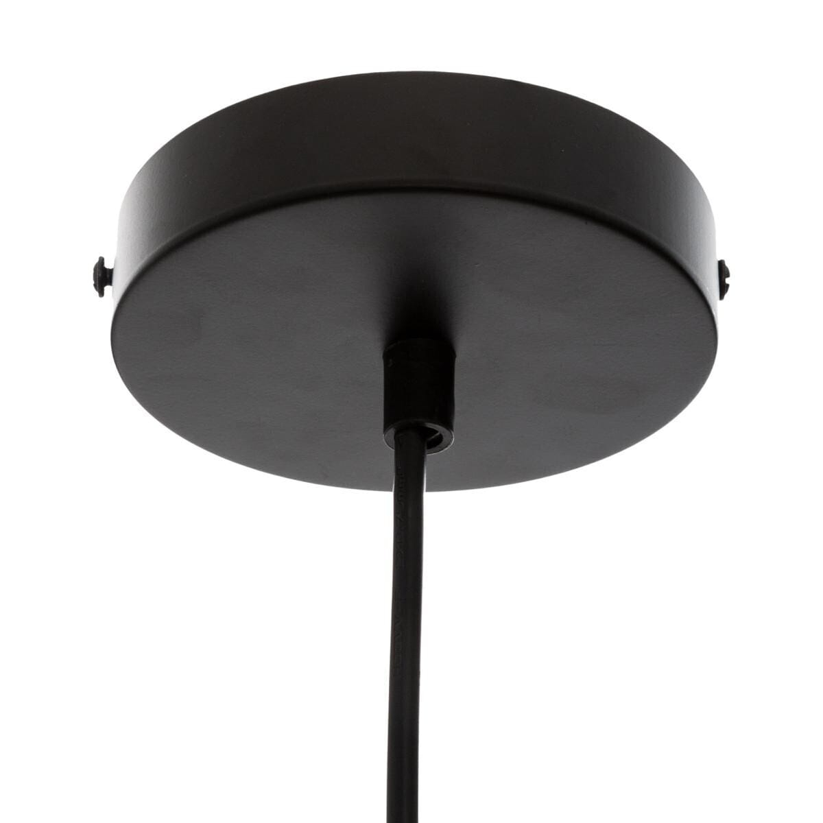 Black ceiling lamp base with a black wire descending.