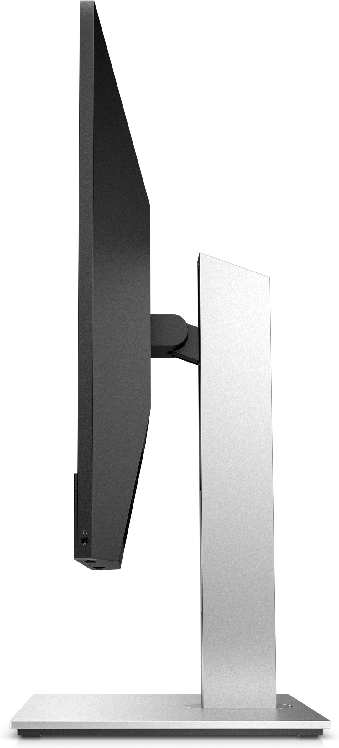 Widok z boku monitora, prezentujący jego konstrukcję i podstawę.