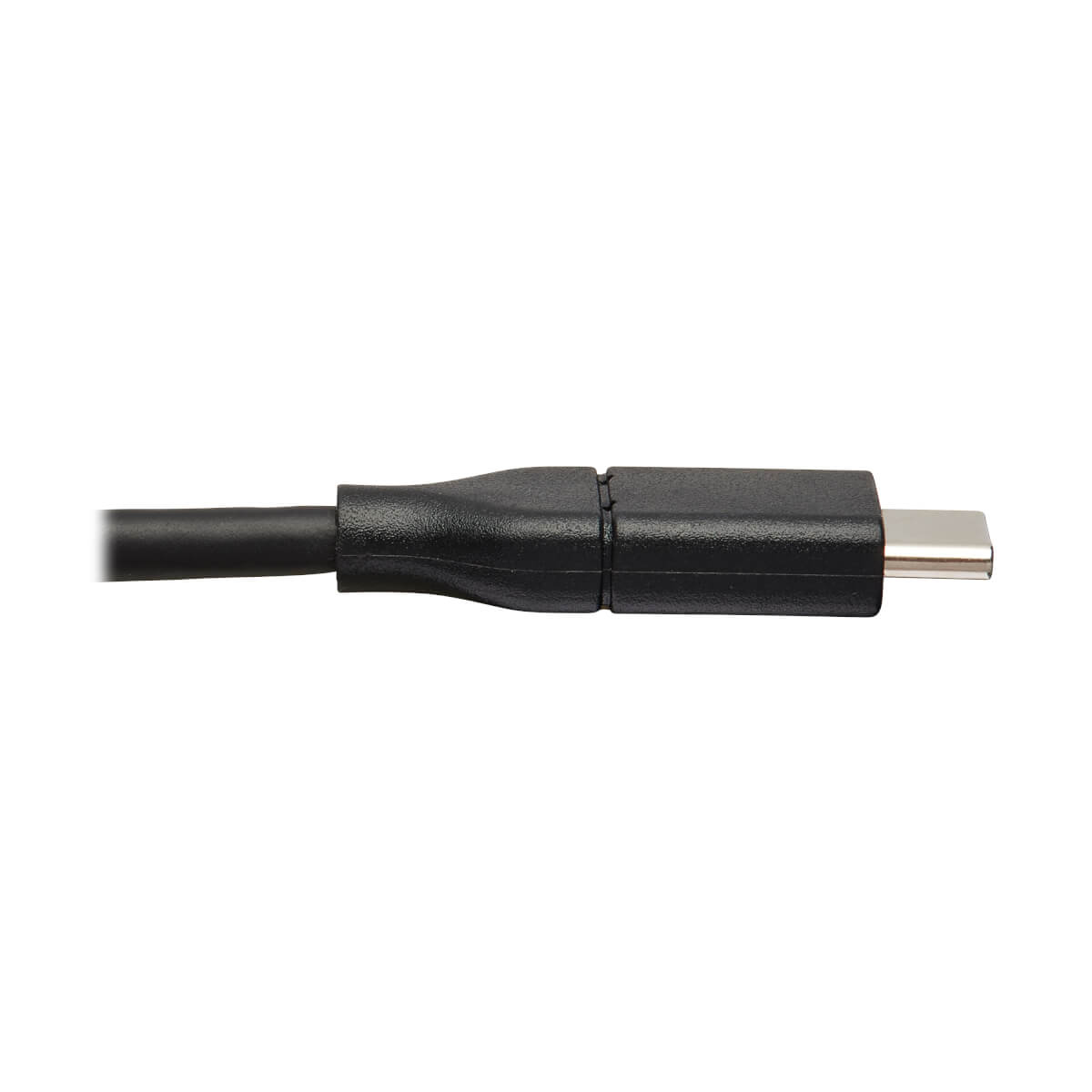 Zbliżenie czarnego kabla i złącza USB-C.