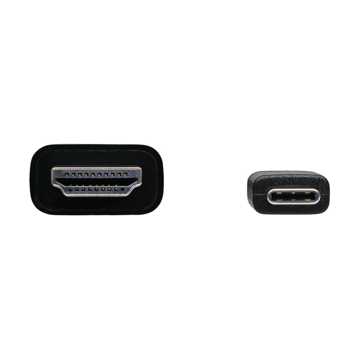 Czarny port HDMI i port USB-C na białym tle.