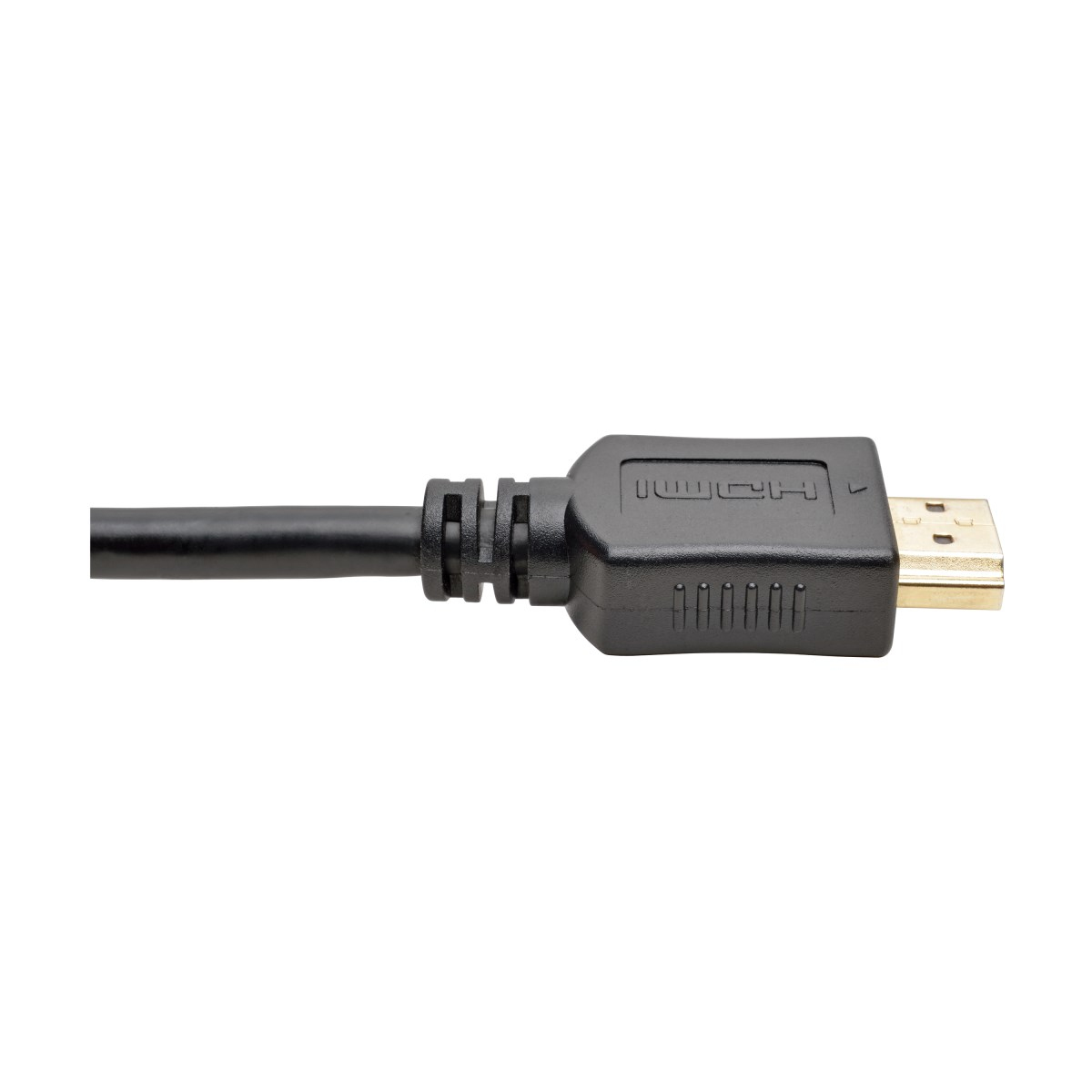Cabezal de cable conector HDMI negro.