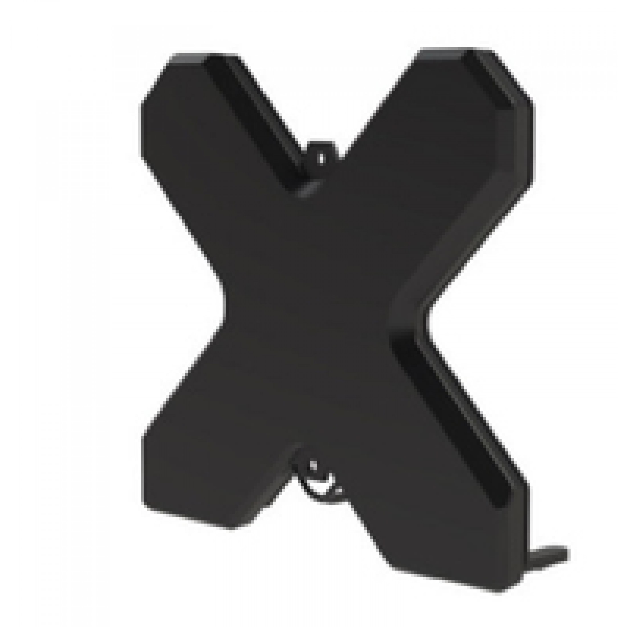 Czarny obiekt w kształcie X. Obiekt jest reflektorem.