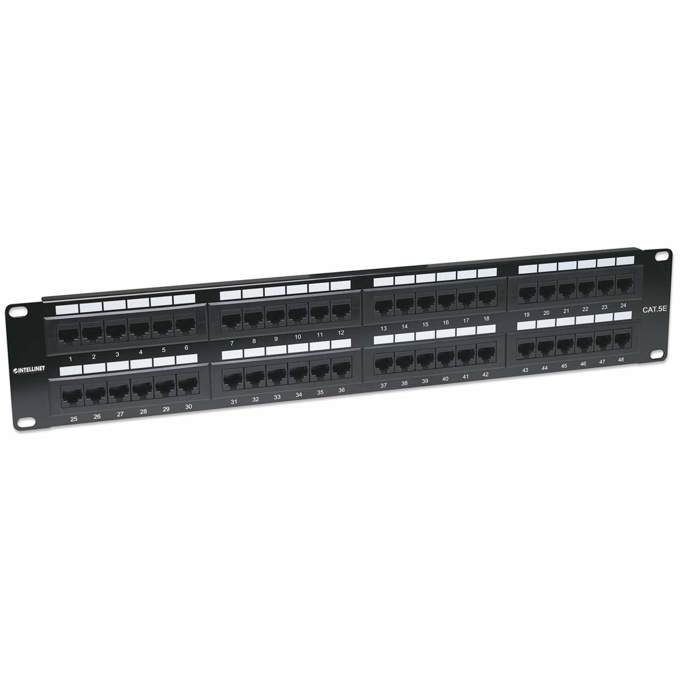 Convertitore di media Ethernet nero con porte, etichettato, su sfondo bianco, con indicatori.
