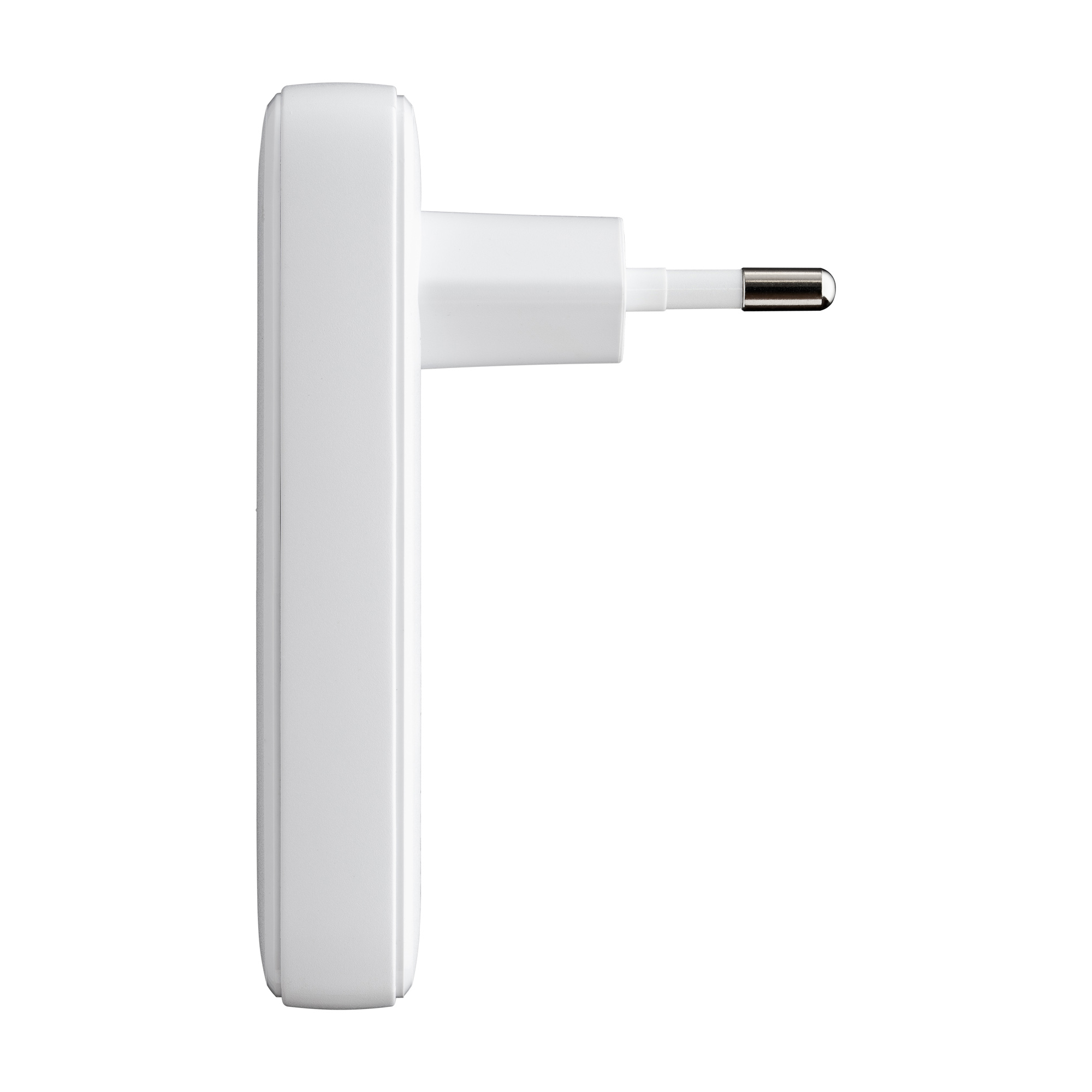 Biała ładowarka w stylu wtyczki UE z portem USB i USB-C.