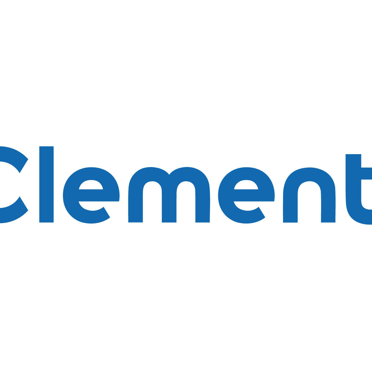 Das Wort 'Clement' in einer fetten, dunkelblauen Schrift. Weißer Hintergrund.