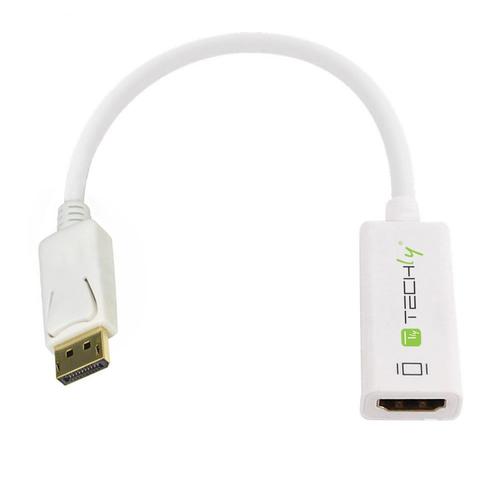 Biały kabel adaptera DisplayPort na HDMI.