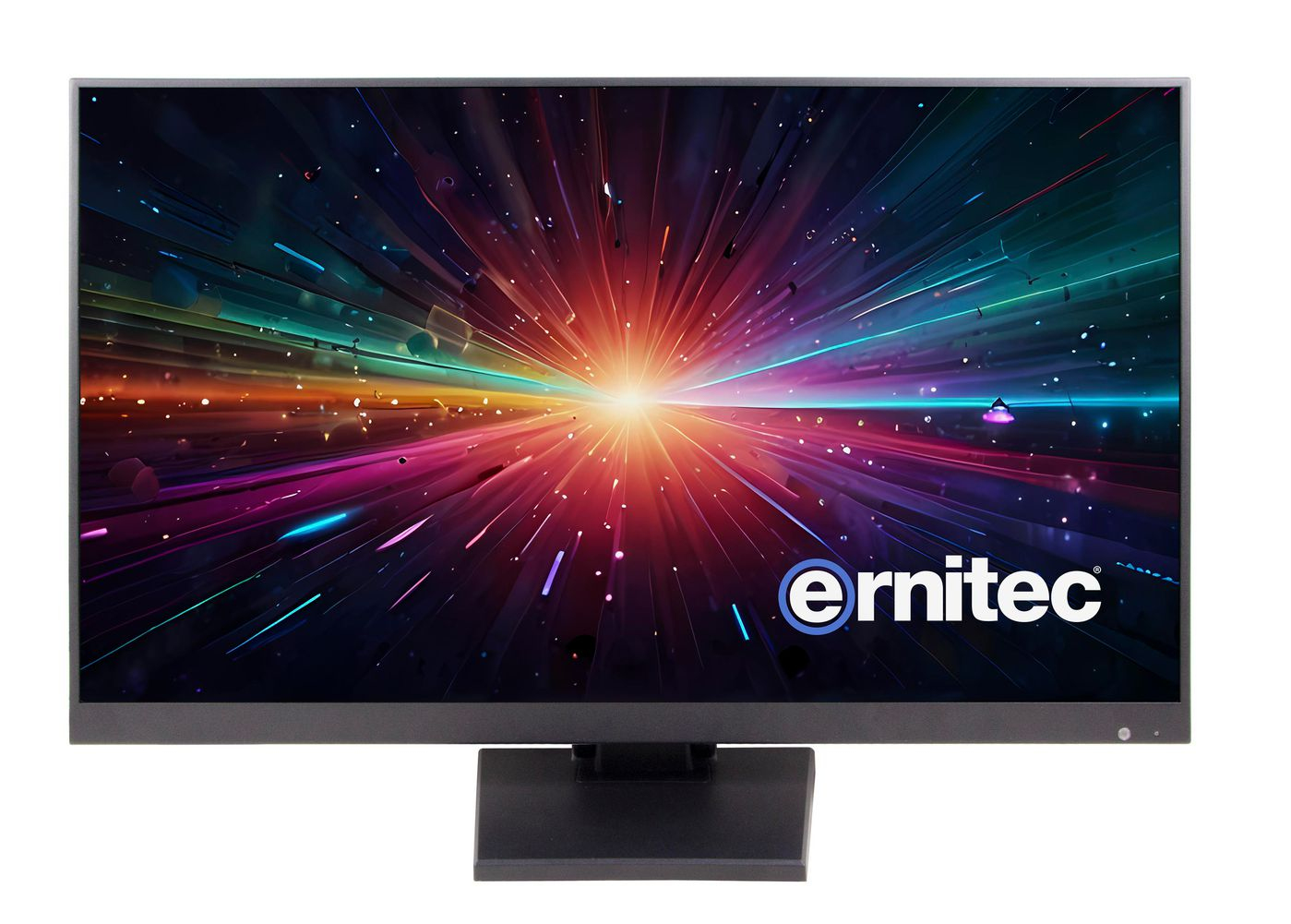 Écran de TV affichant un design d'explosion abstrait et coloré.