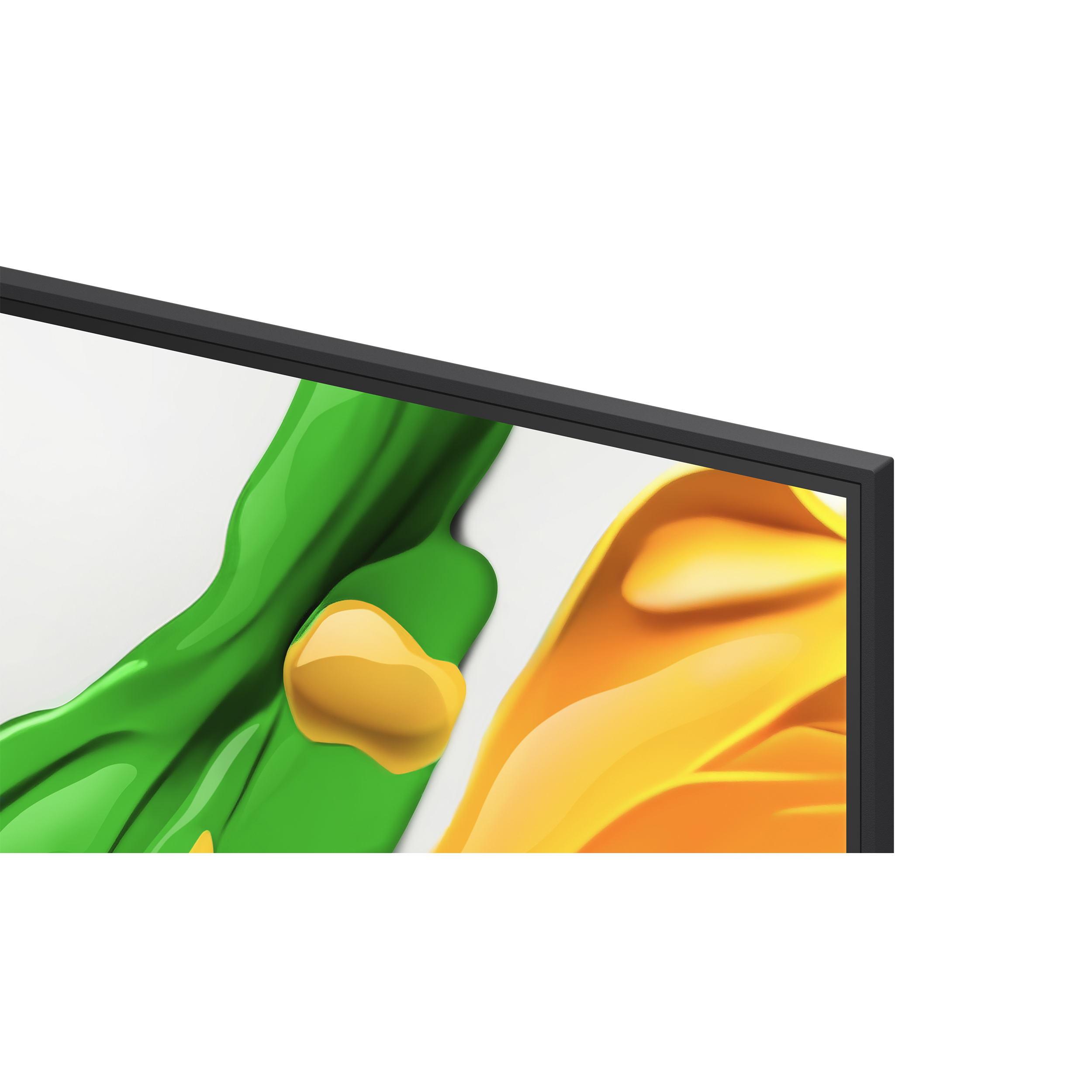 Widok z góry na telewizor, pokazujący jego smukły profil.