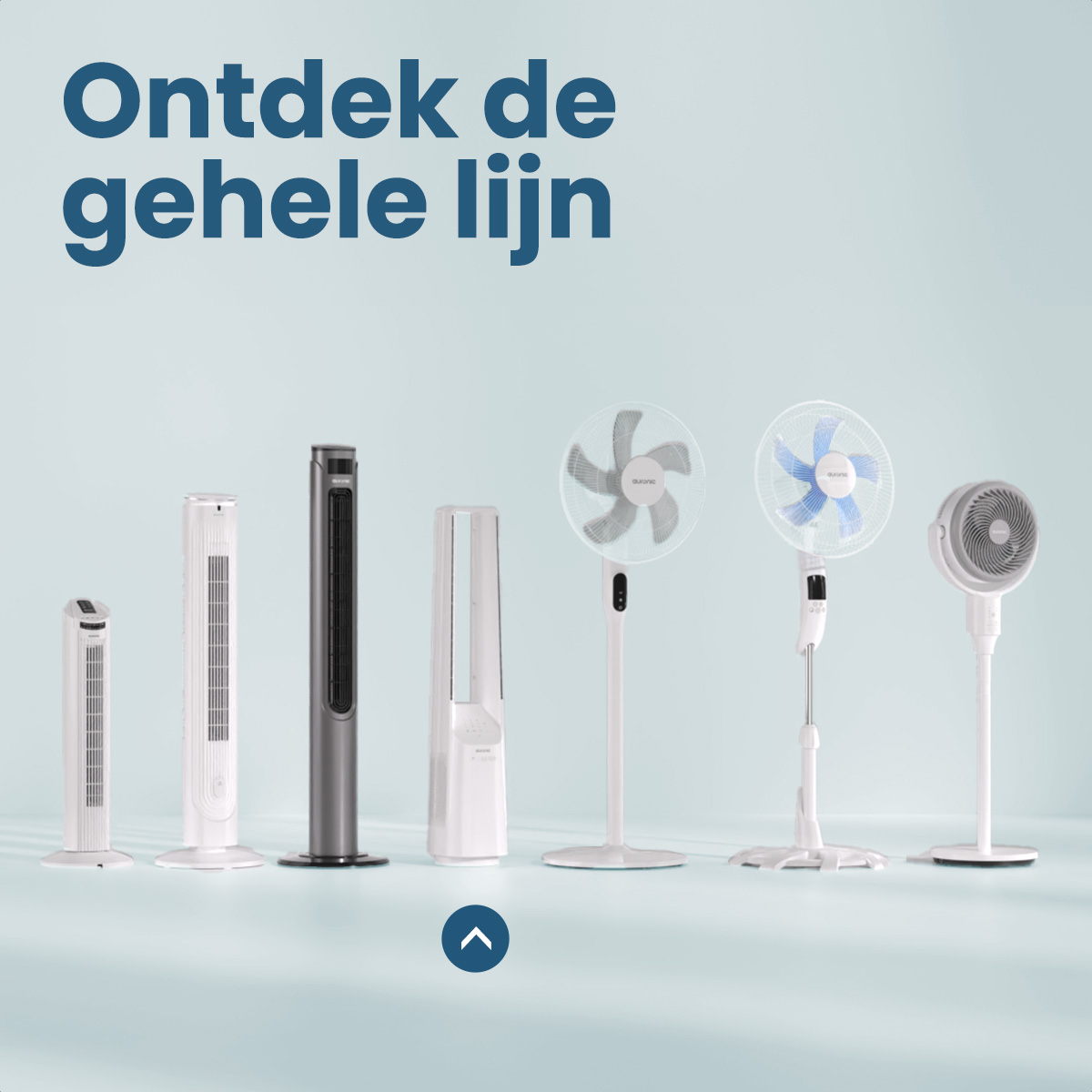 Sammlung von Ventilatoren: Turm-, blattlose und traditionelle Designs, die eine Vielzahl von Modellen präsentieren.