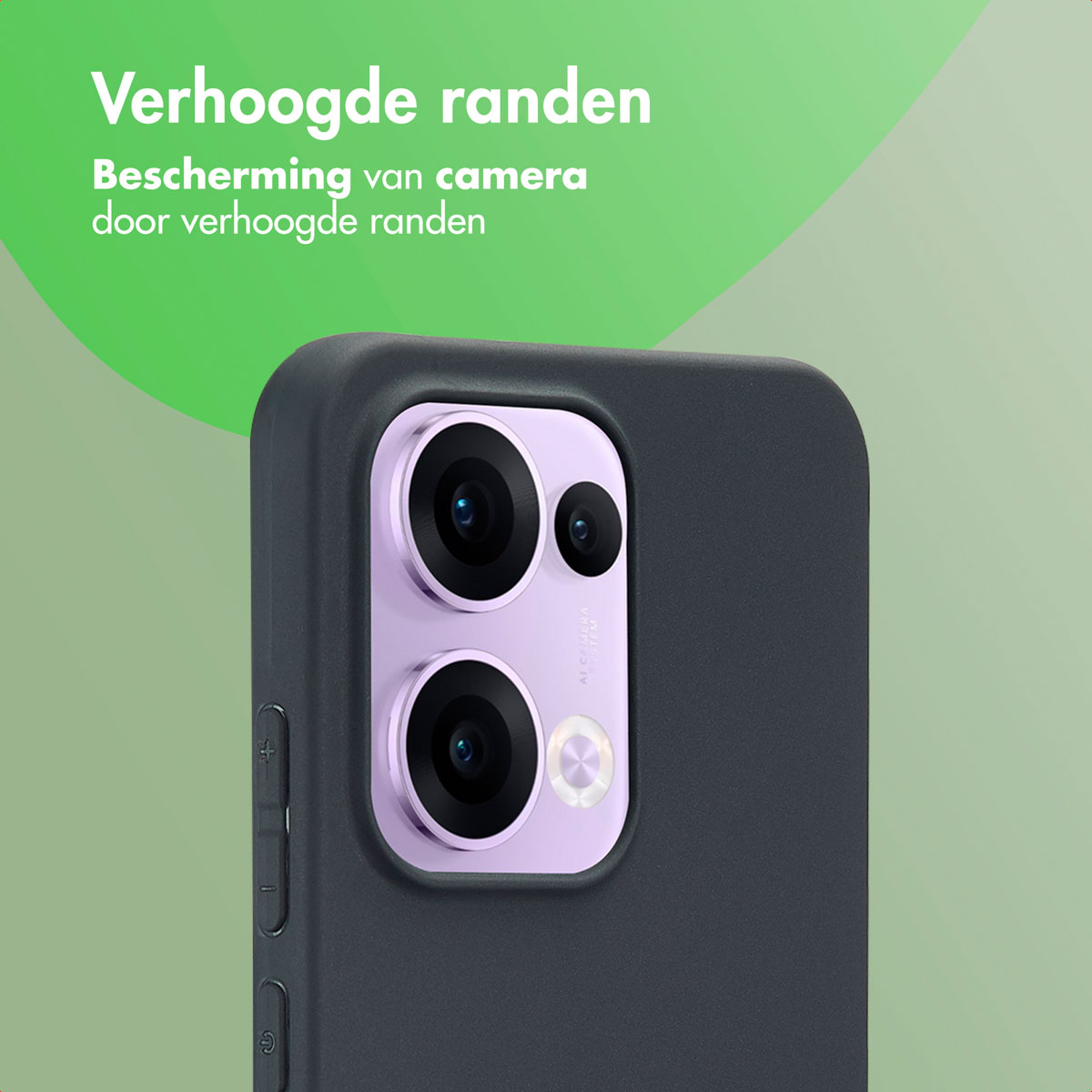 Gros plan d'une coque de téléphone avec bords surélevés, couvrant la caméra et les boutons.