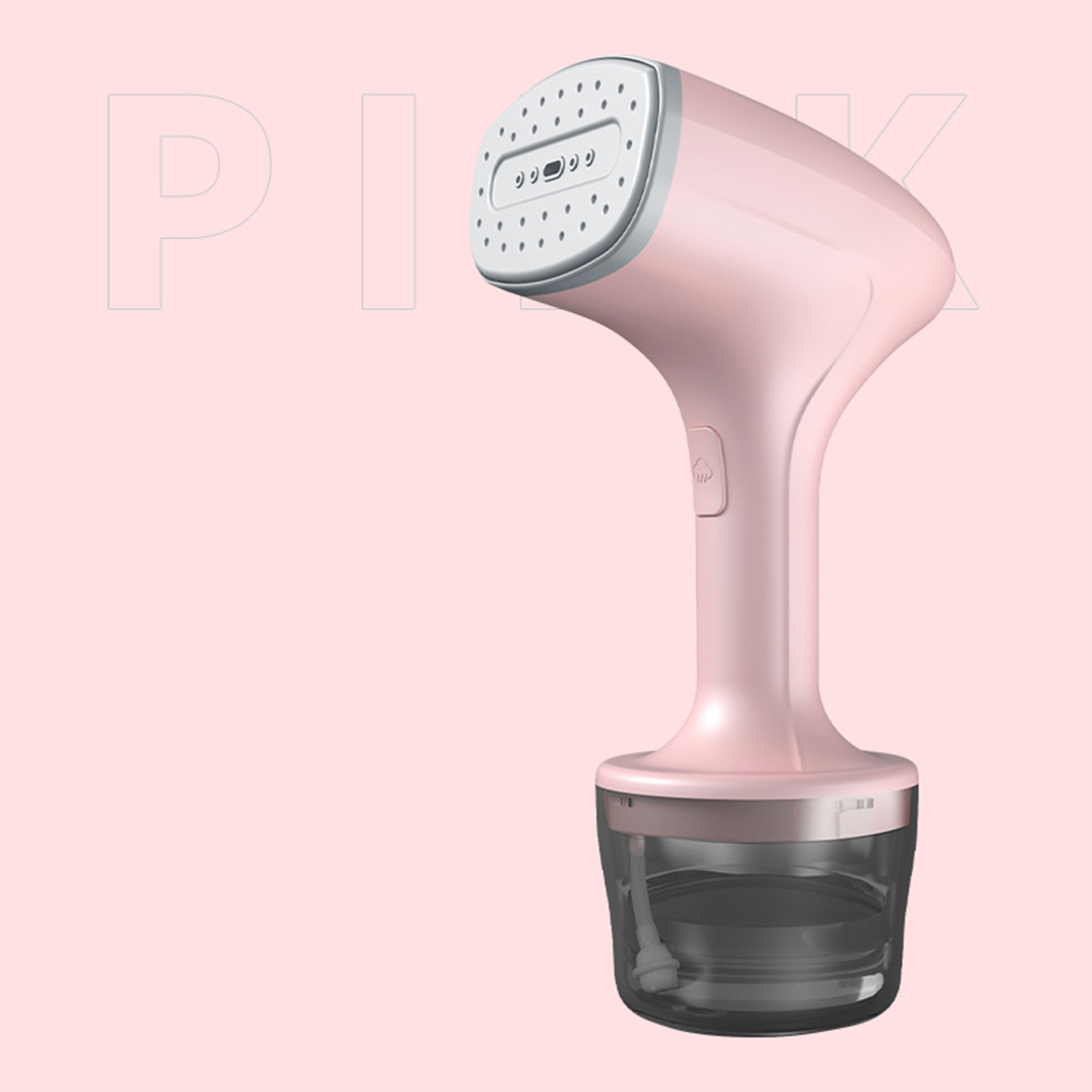 Rosa Kleidung Dampfer. Text 'PINK' erscheint auf der linken Seite.
