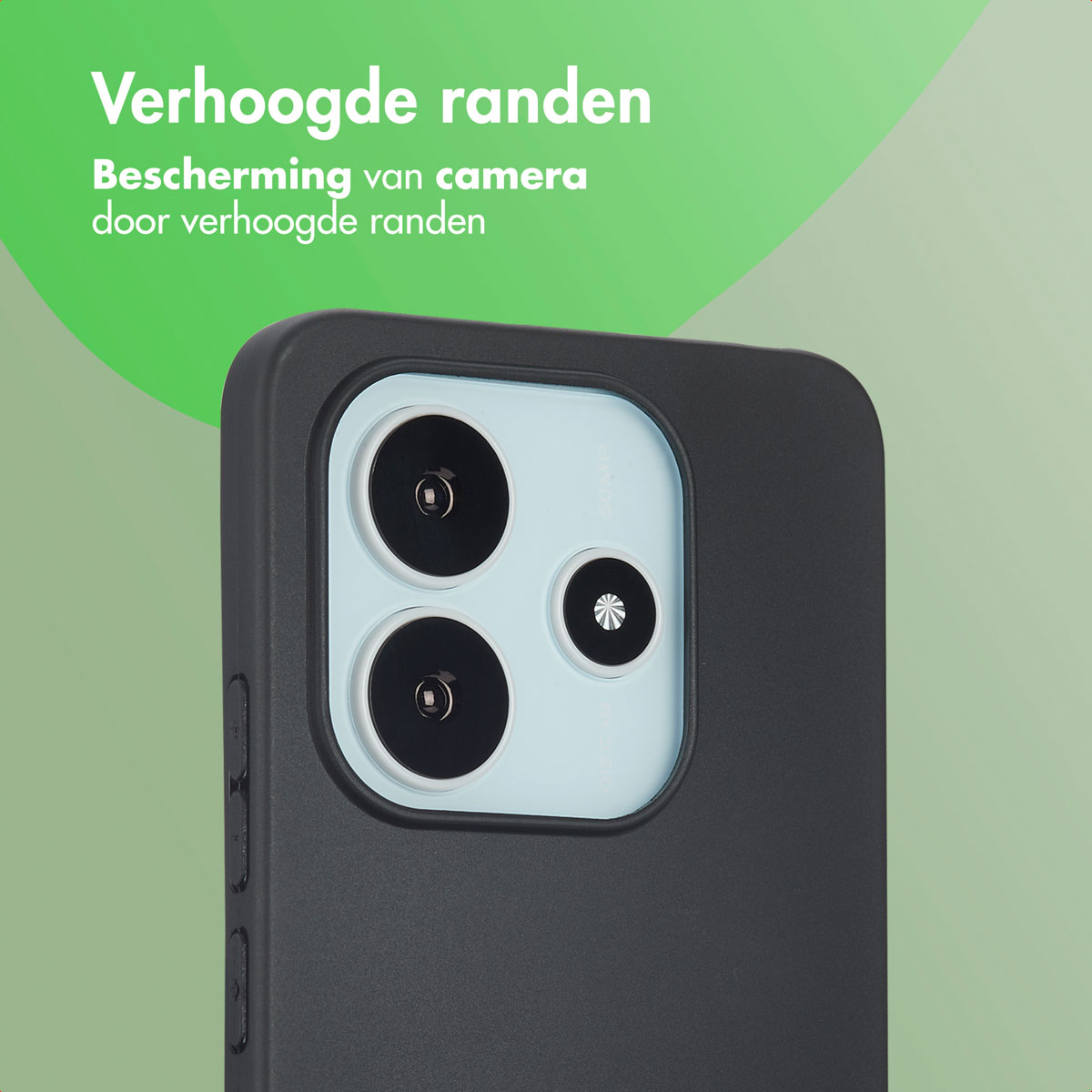 Gros plan d'une coque de téléphone gris foncé. La coque a une bosse pour la caméra avec trois lentilles.