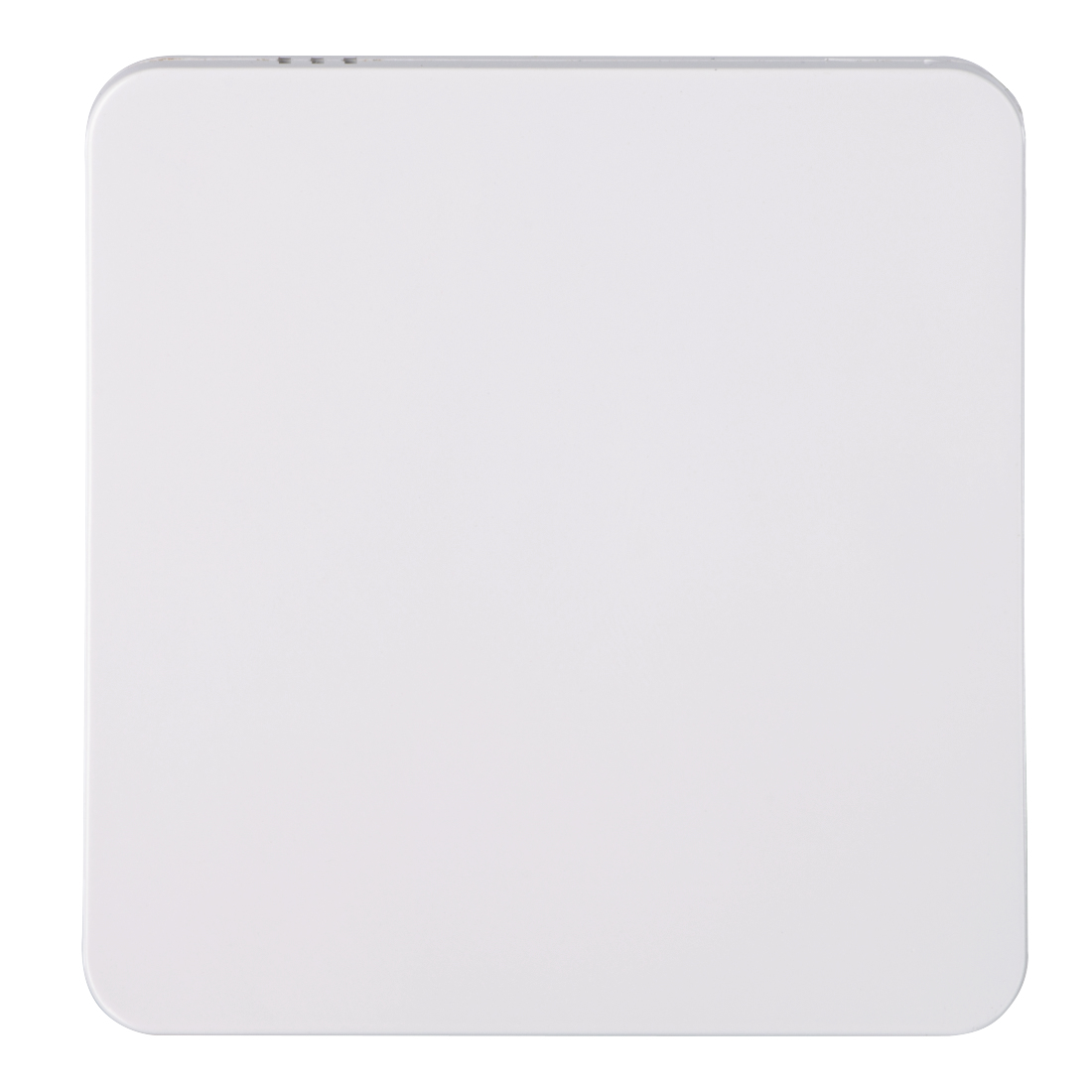 Płaski, biały kwadrat z zaokrąglonymi rogami na białym tle.