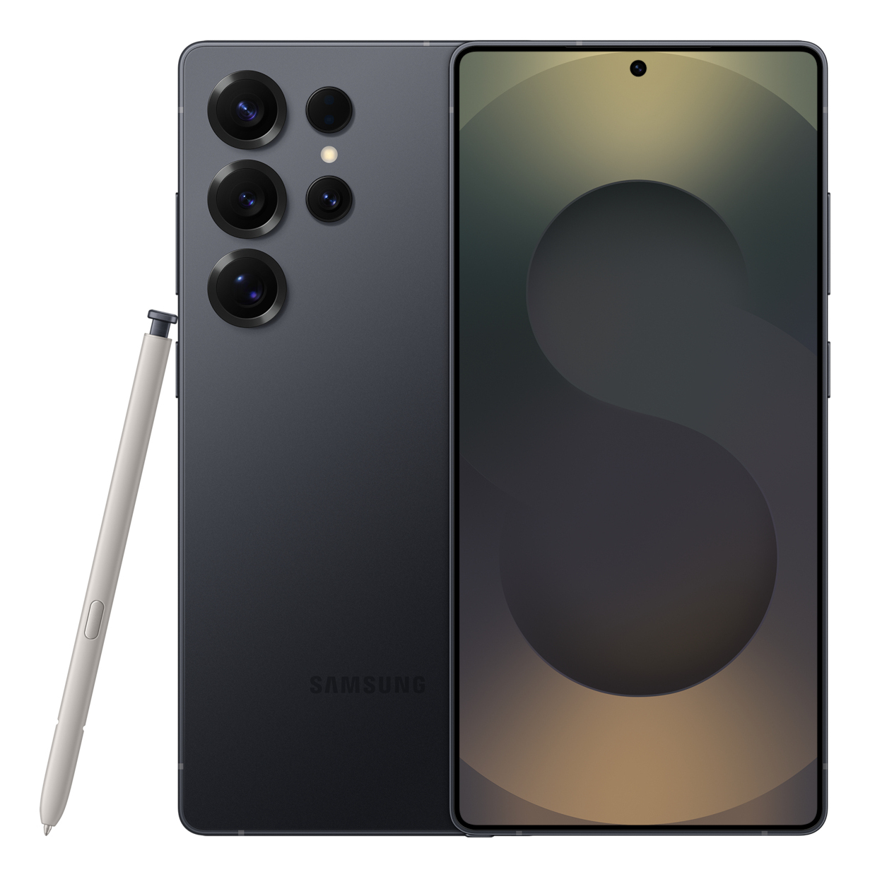 Ciemnoniebieski telefon z wieloma aparatami i rysikiem.