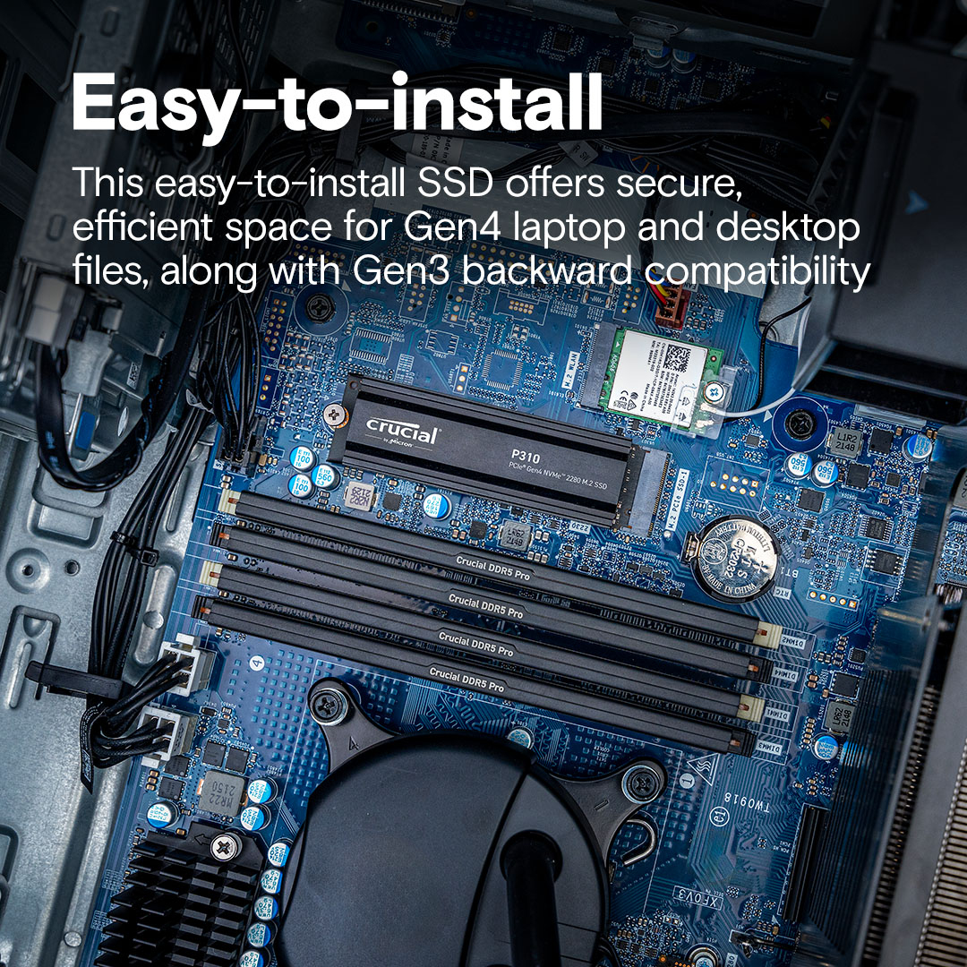 Dysk SSD zainstalowany w płycie głównej komputera.