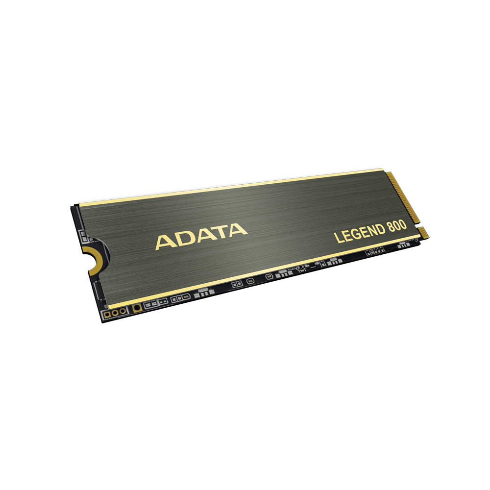 ADATA Legend 800 SSD, czarny i złoty, widok z boku.