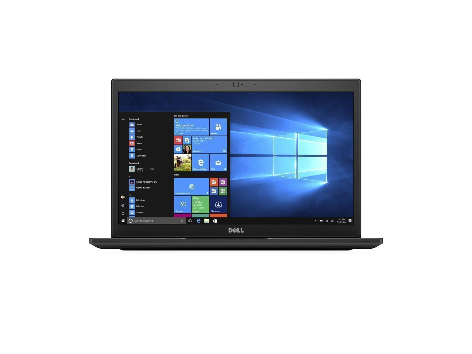 Ein geöffnetes Dell-Laptop mit Windows-Oberfläche. Auf weißer Oberfläche.