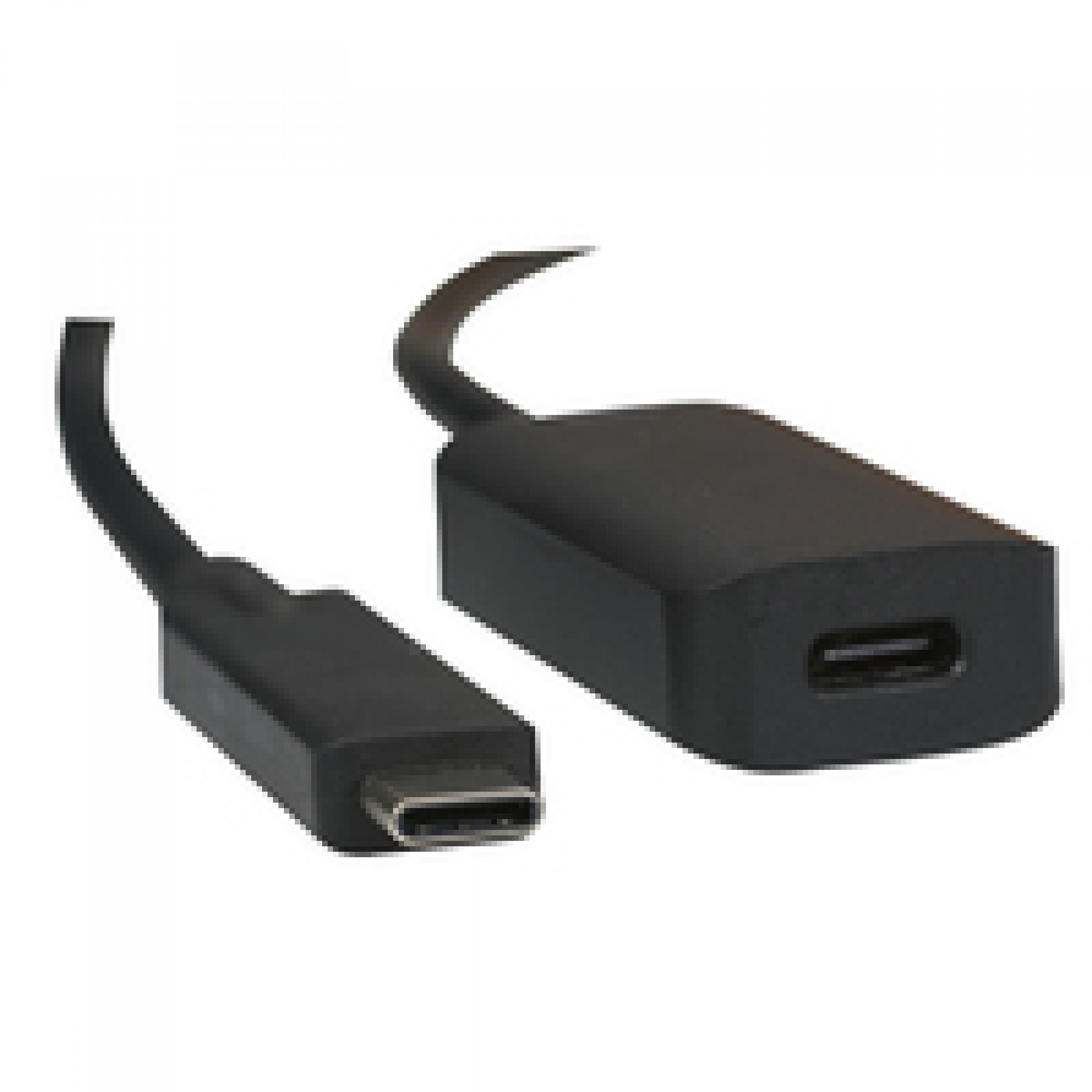Due adattatori, grigio e nero, con USB-C e un'altra porta, sfondo bianco.