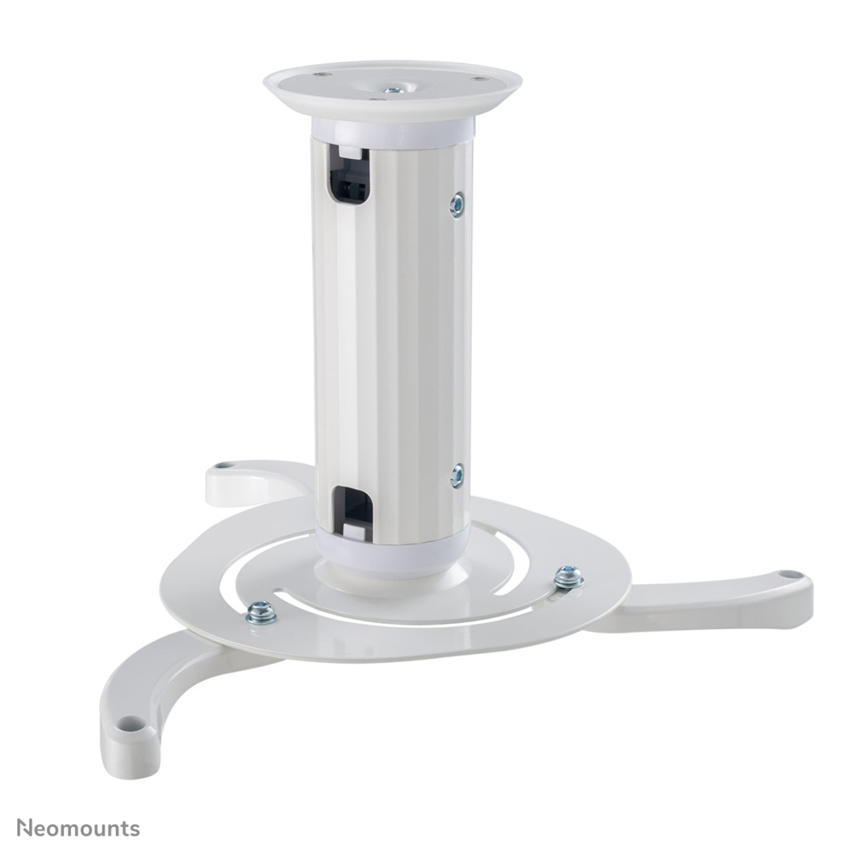 White projector mount on a white background. The mount has three curved arms.