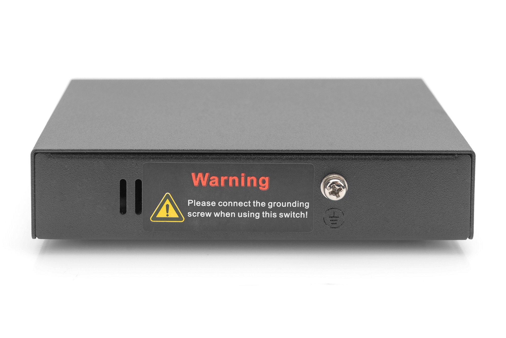 Czarne urządzenie sieciowe z portami i wskaźnikiem świetlnym, marka Intellinet.