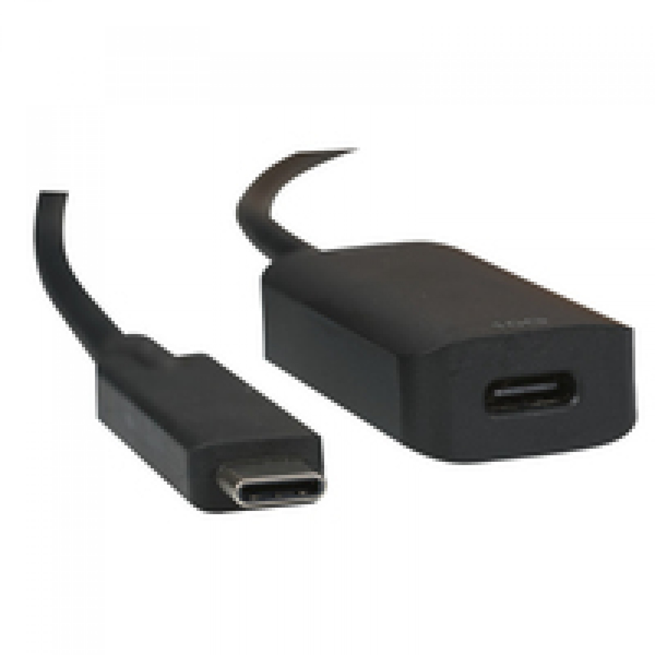 Un cavo adattatore da USB-C a USB, nero, con una porta USB-C e una porta USB.