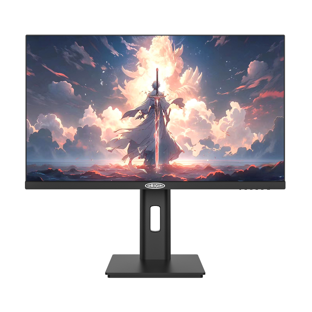 Il retro di un monitor per computer bianco con porte e supporto.